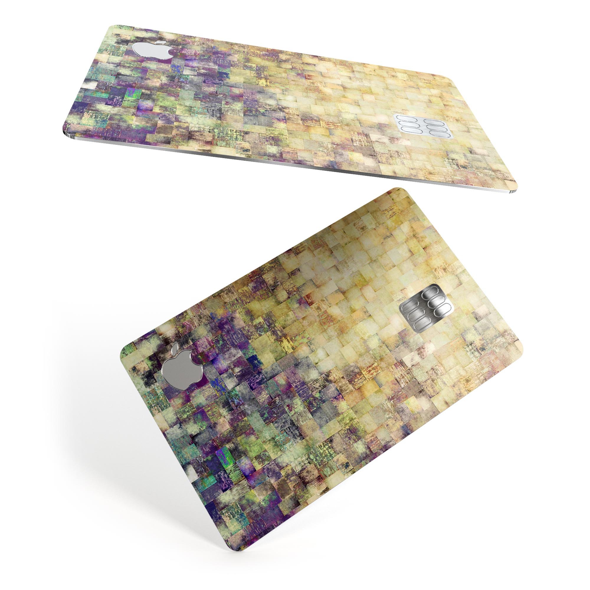 Grungy Abstract Purple Mosaic skin decal for Apple Card, showcasing vibrant colors and unique design.