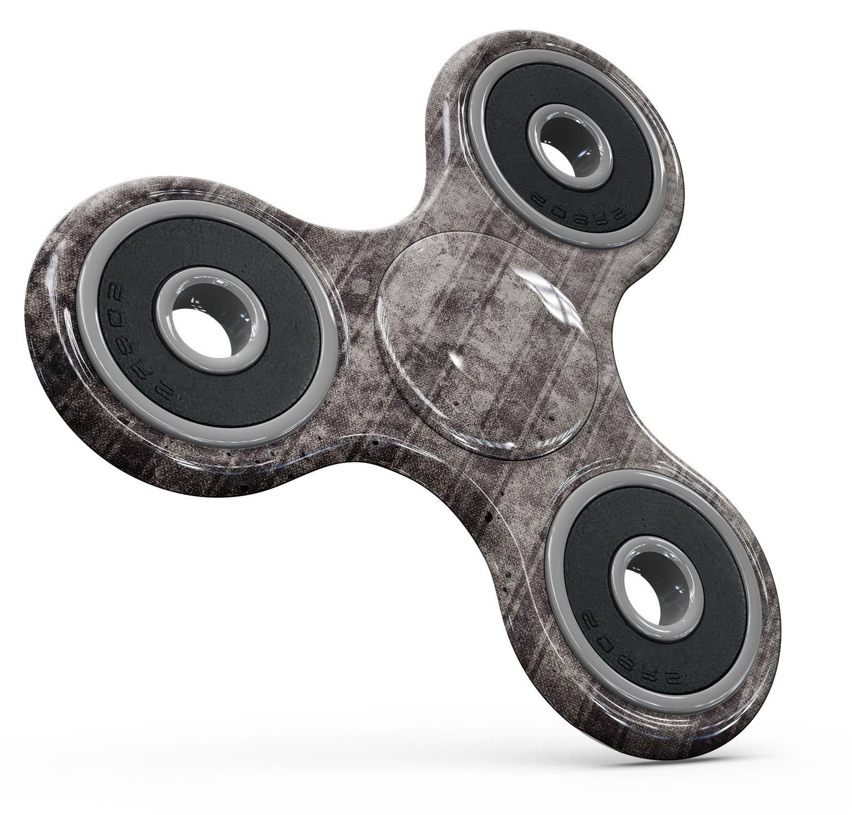 Grungy brown and tan vertical stripes fidget spinner skin, showcasing a stylish design for personalization and protection.