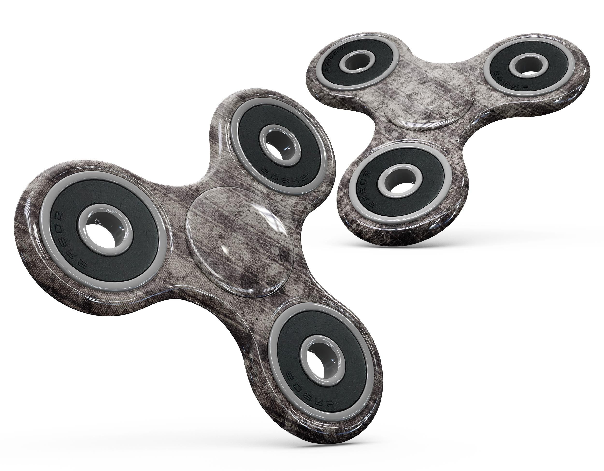 Grungy brown and tan vertical stripes fidget spinner skin, showcasing a stylish design for personalization and protection.