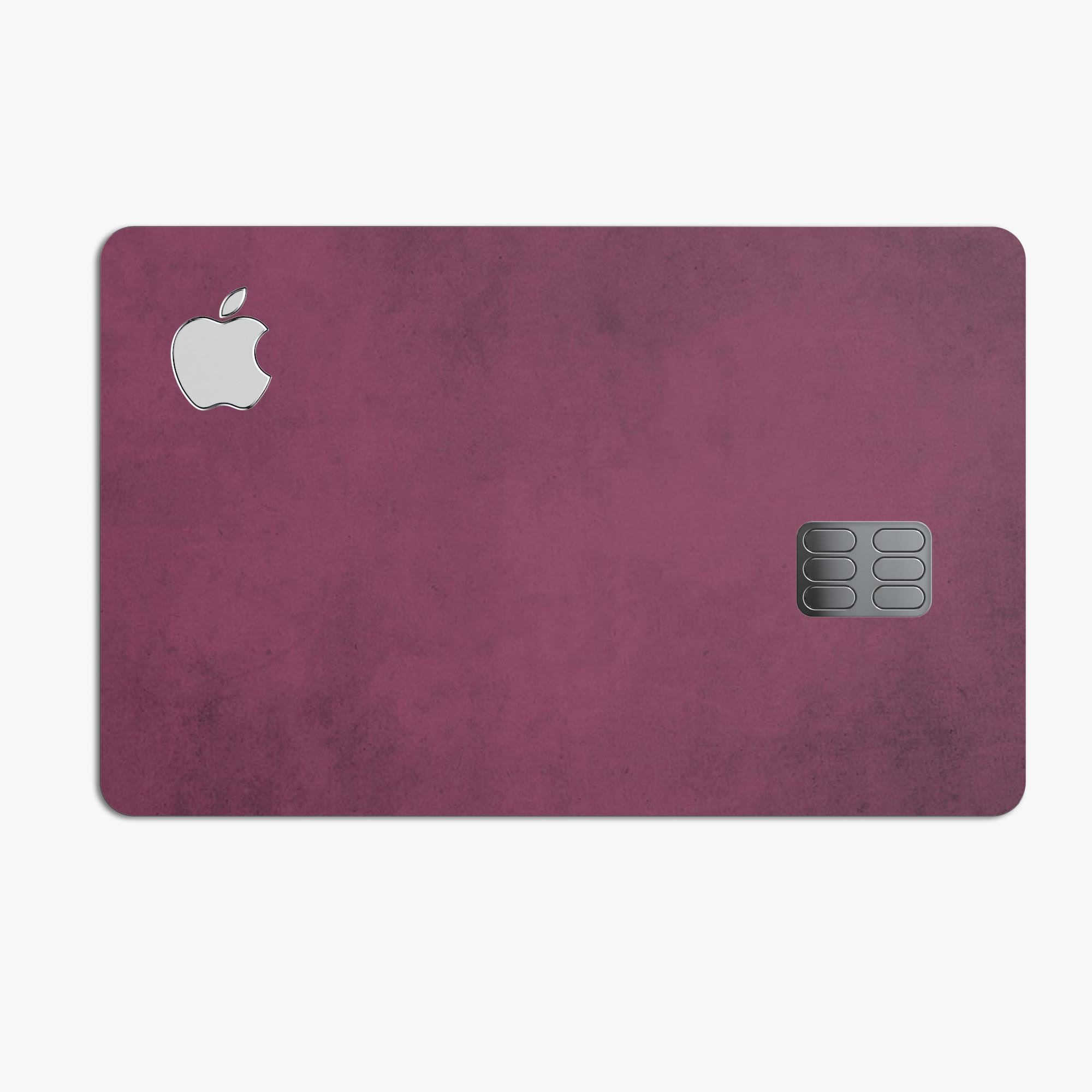 Grungy Burgundy Premium Protective Decal Skin-Kit for Apple Card, showcasing its stylish design and durable material.