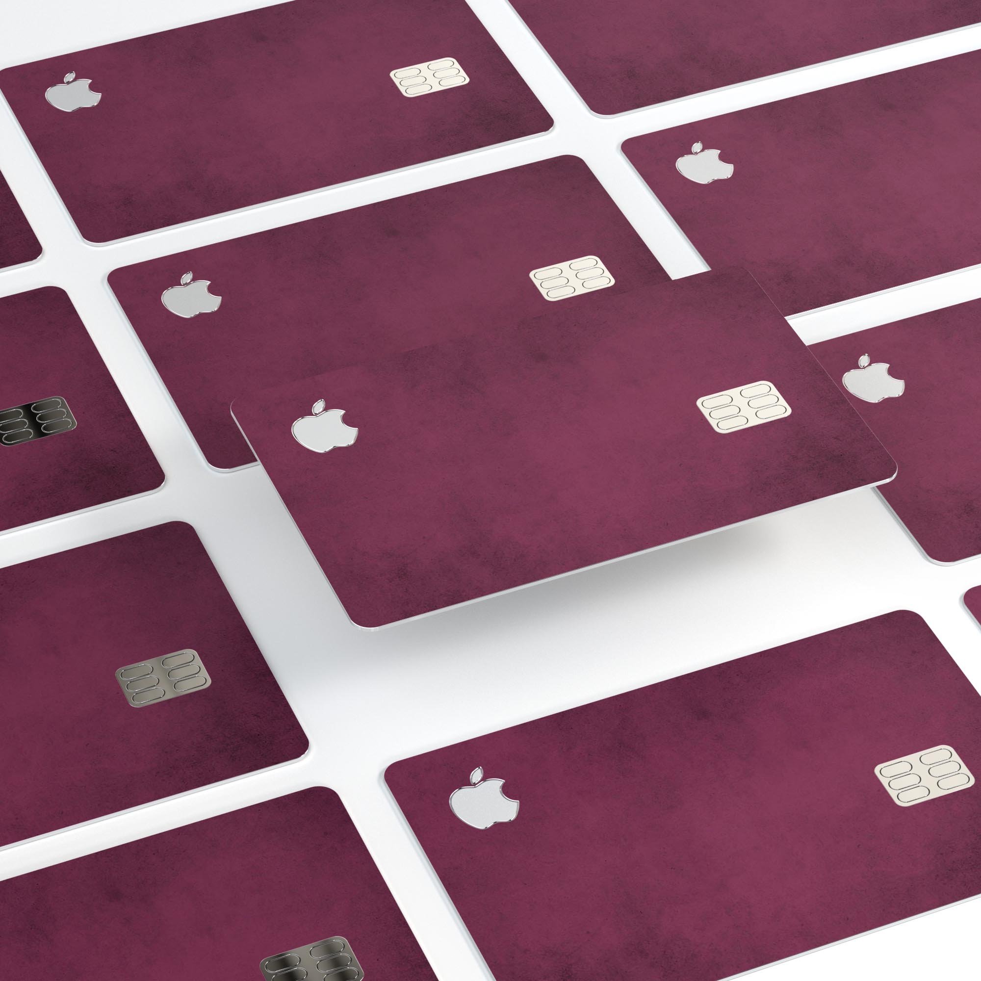 Grungy Burgundy Premium Protective Decal Skin-Kit for Apple Card, showcasing its stylish design and durable material.