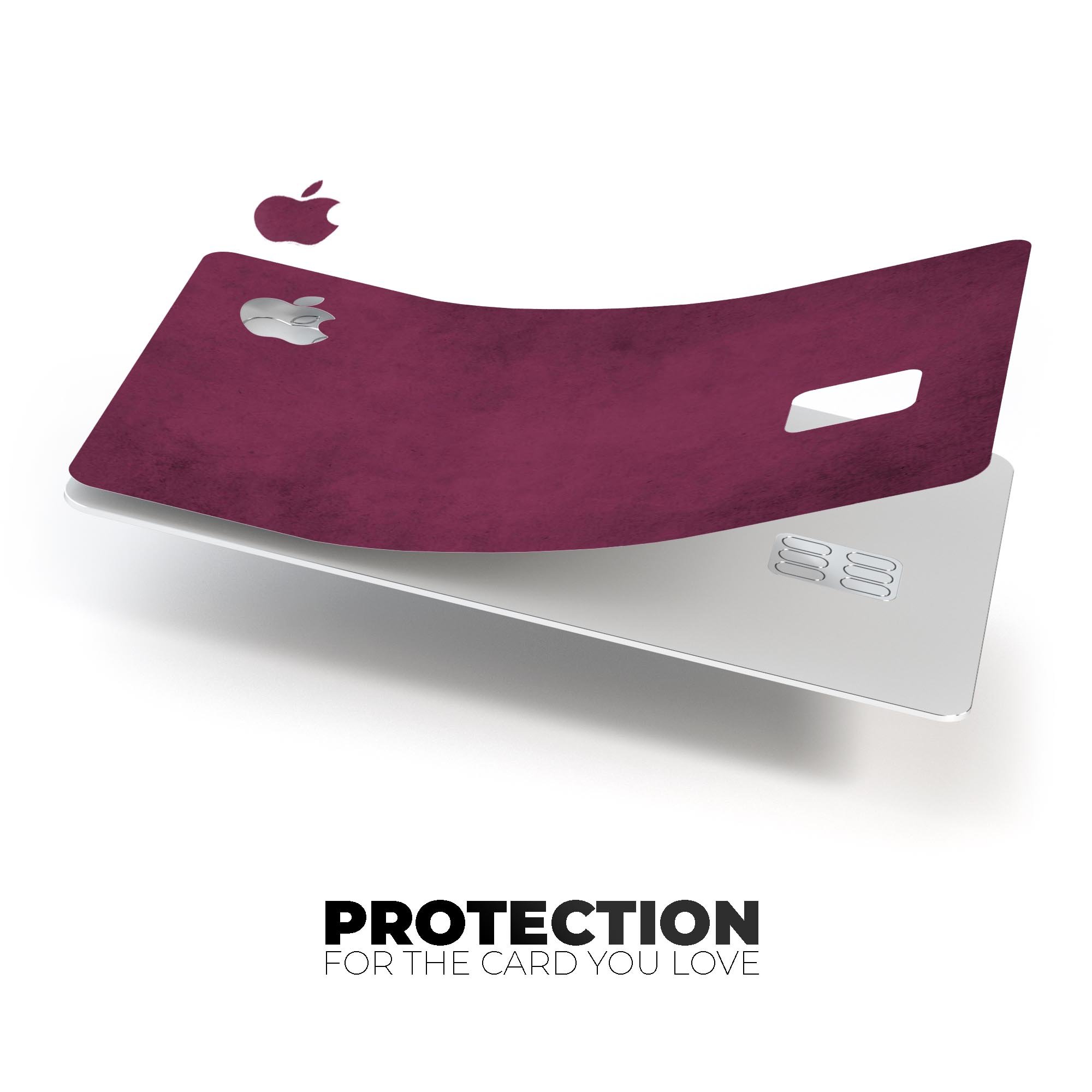 Grungy Burgundy Premium Protective Decal Skin-Kit for Apple Card, showcasing its stylish design and durable material.