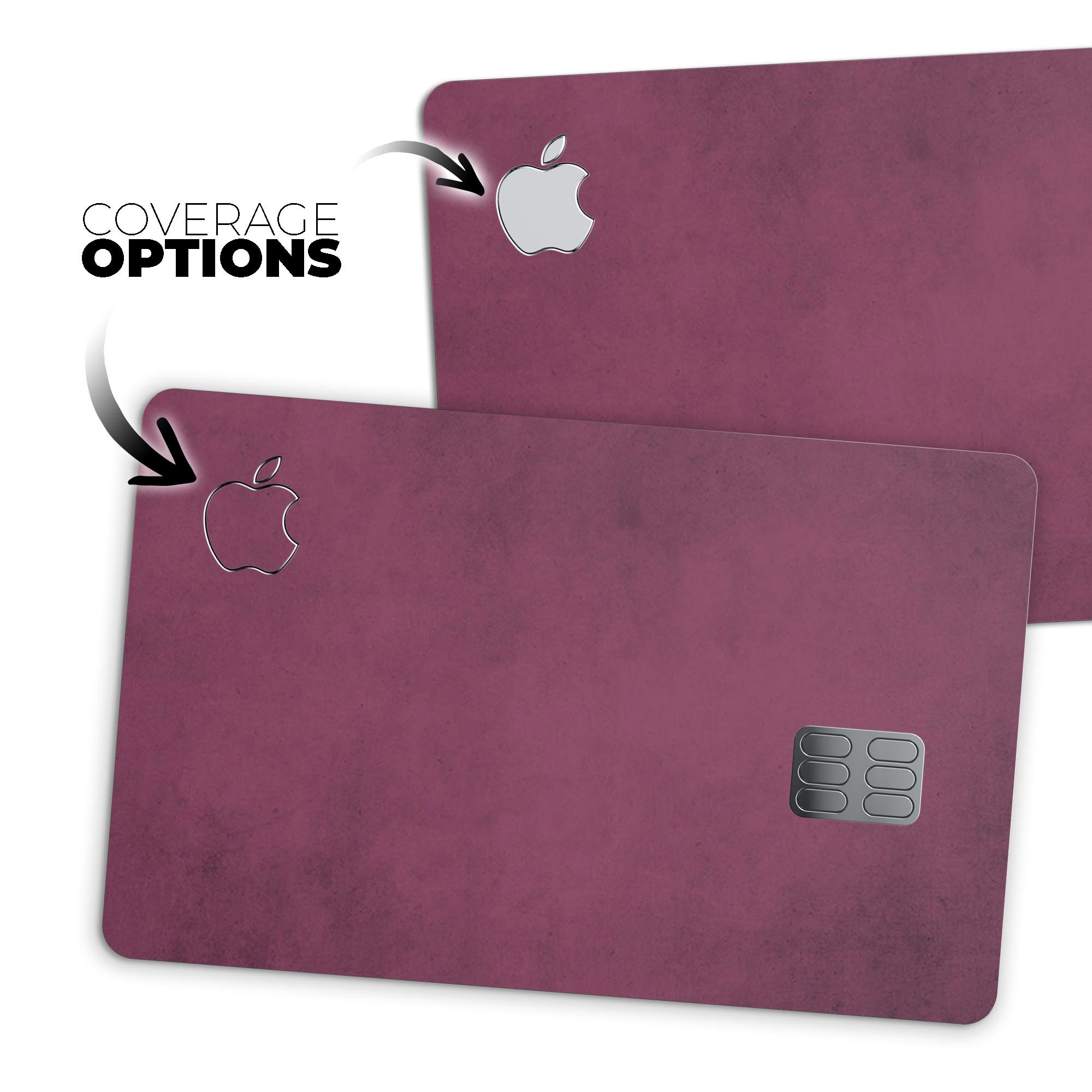 Grungy Burgundy Premium Protective Decal Skin-Kit for Apple Card, showcasing its stylish design and durable material.