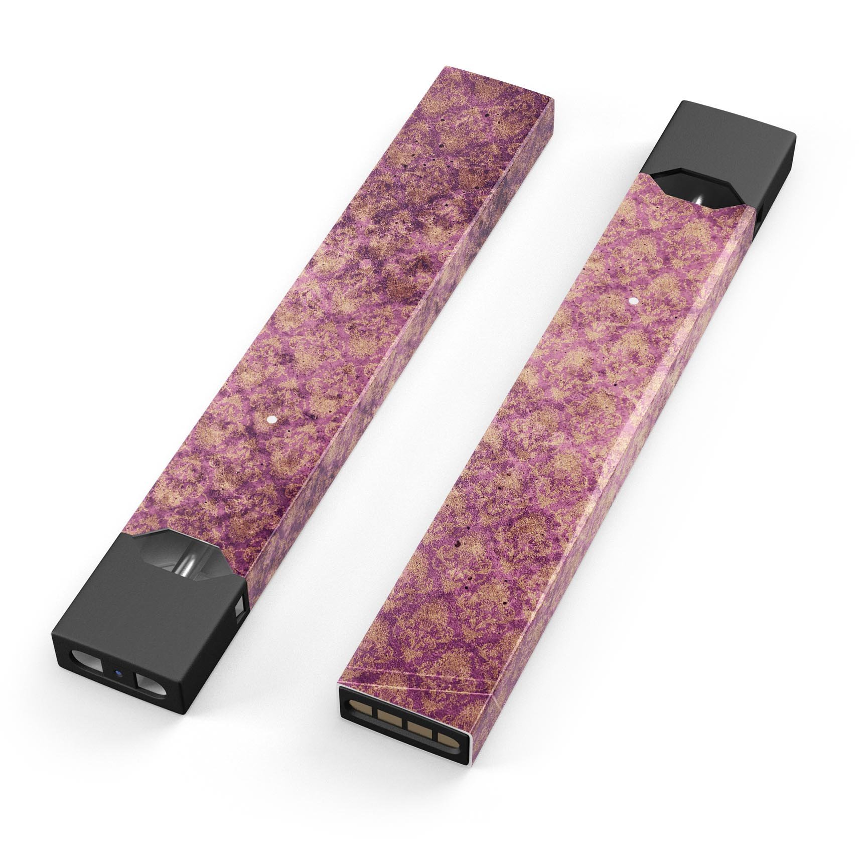 Grungy Burgundy Royal Pattern skin-wrap for JUUL device, showcasing vibrant colors and intricate design.