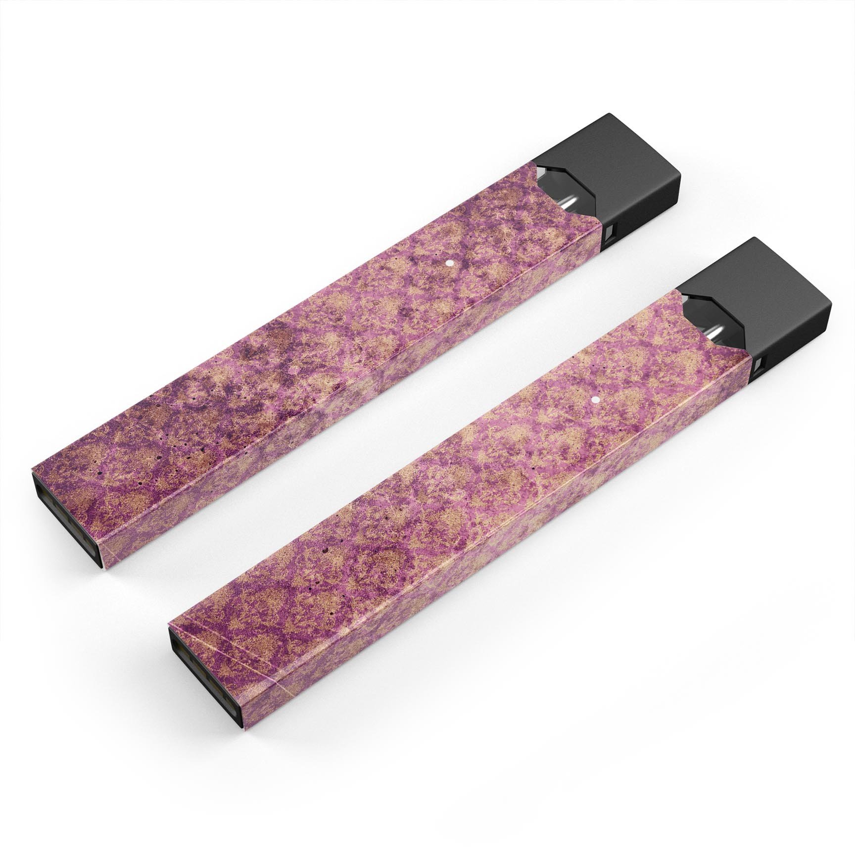 Grungy Burgundy Royal Pattern skin-wrap for JUUL device, showcasing vibrant colors and intricate design.