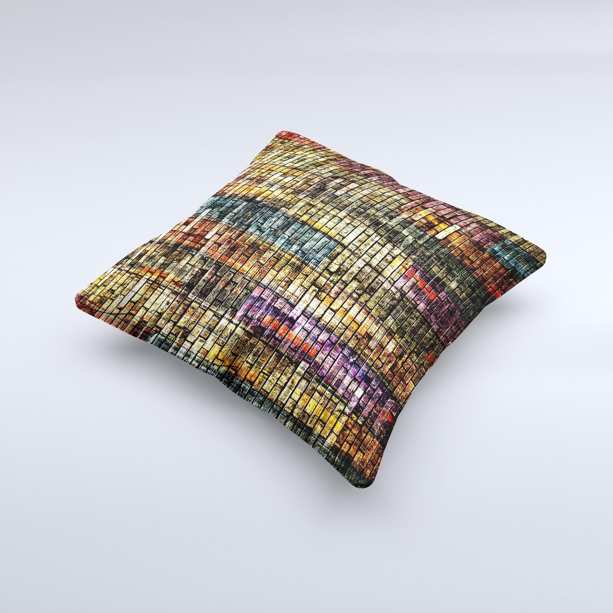 Grungy Dark Small Tiled Ink-Fuzed Decorative Throw Pillow featuring a unique tile pattern and high-quality fabric.