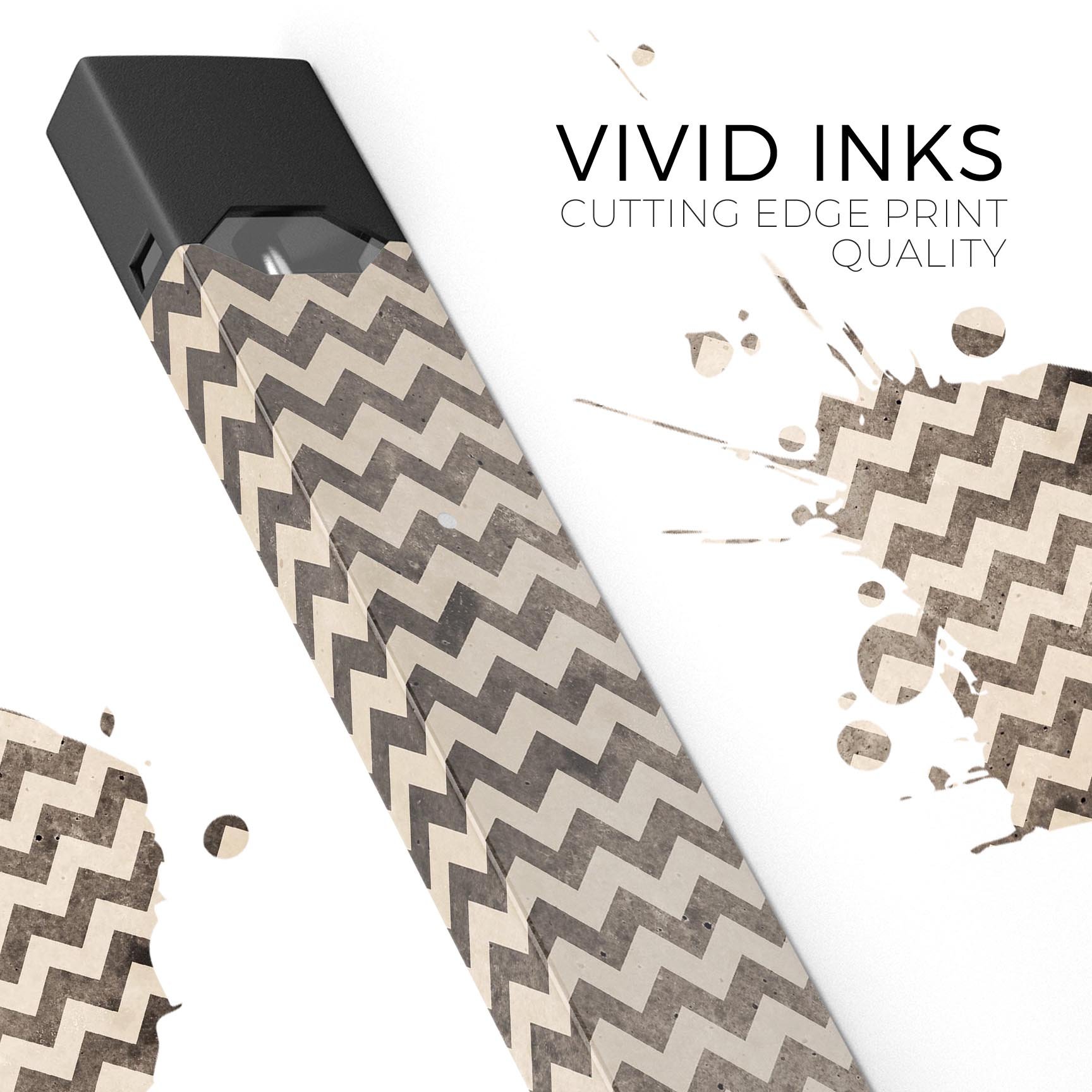 Grungy Faded Horizontal Chevron Pattern decal applied on a JUUL vaping device, showcasing its stylish design and protective features.