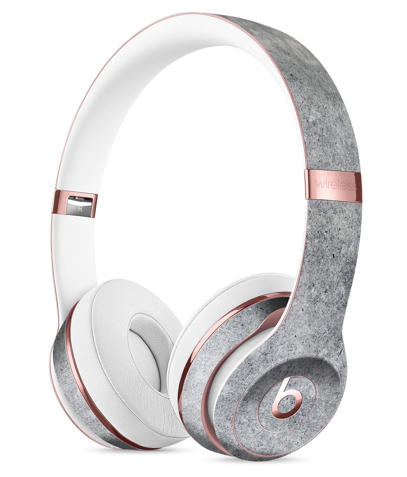 Grungy gray concrete skin kit for Beats by Dre Solo 3 Wireless Headphones, showcasing a stylish and protective design.