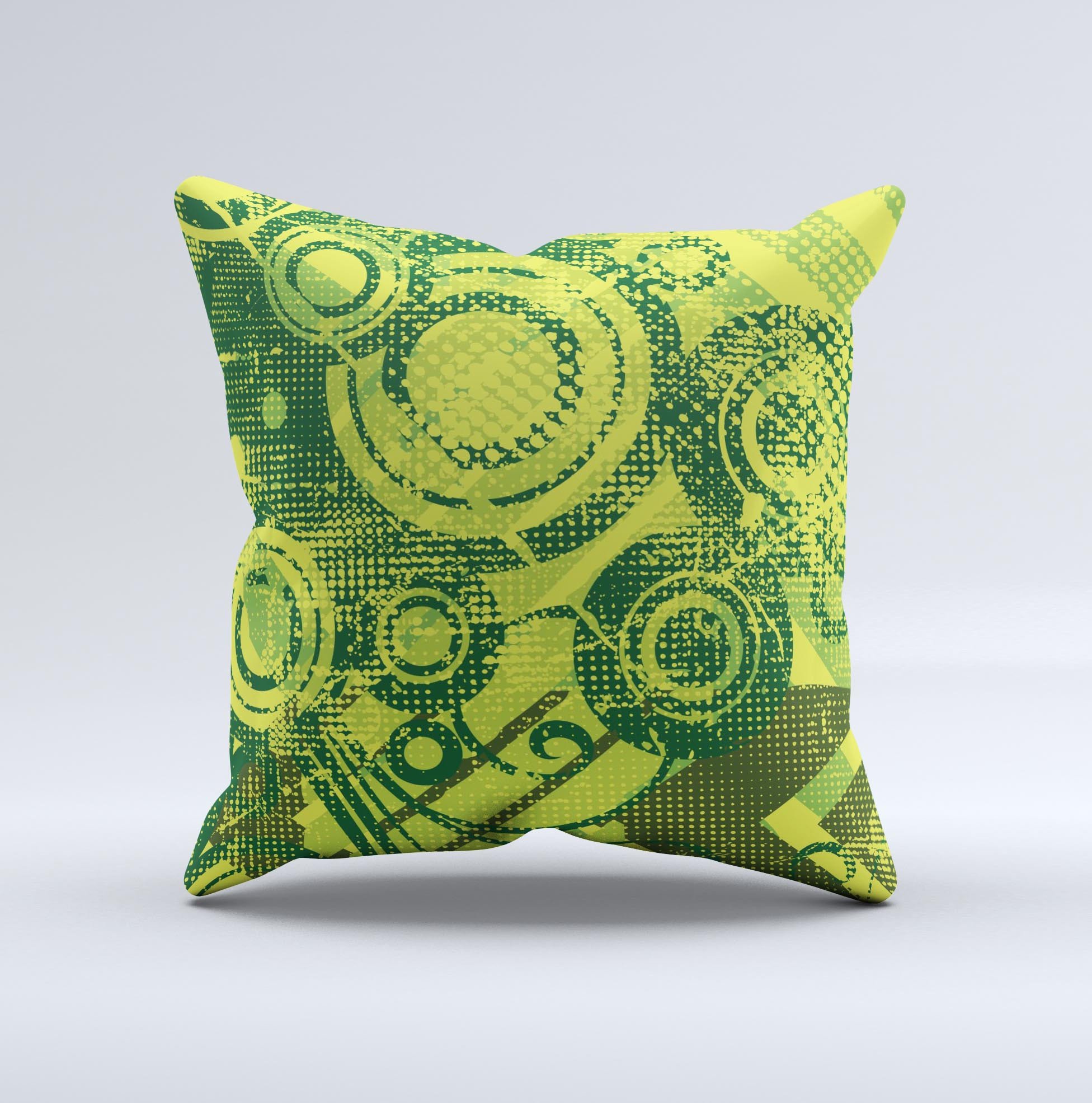 Grungy Green Messy Pattern V2 ink-Fuzed Decorative Throw Pillow showcasing a unique design with high-quality fabric and plush filling.