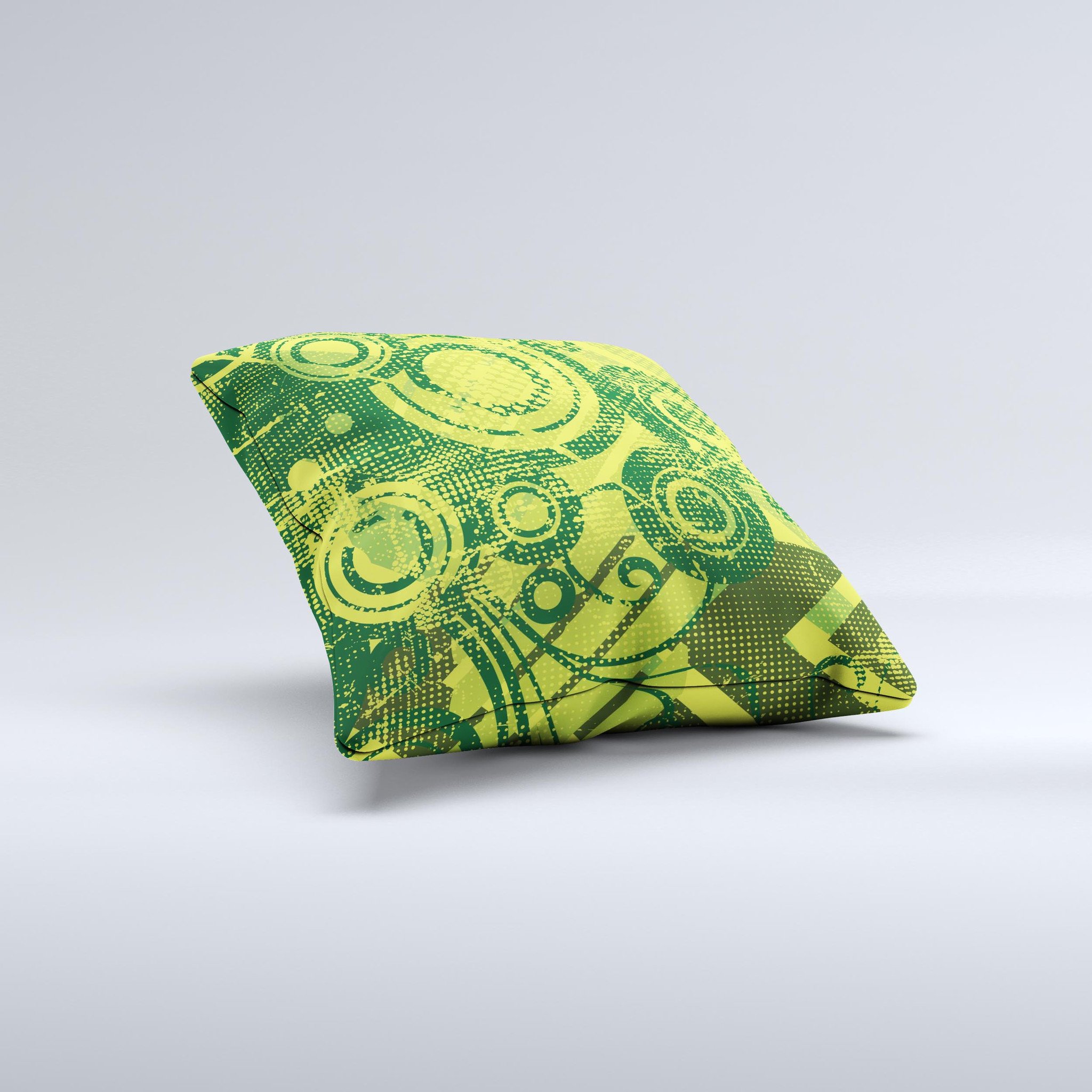 Grungy Green Messy Pattern V2 ink-Fuzed Decorative Throw Pillow showcasing a unique design with high-quality fabric and plush filling.