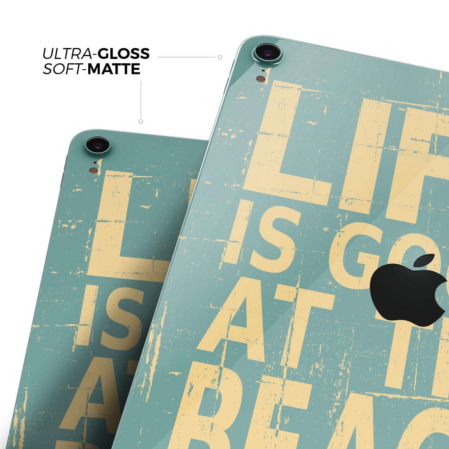 Grungy Life Is Good At The Beach full body skin decal for Apple devices, showcasing vibrant beach-themed graphics and premium 3M material.
