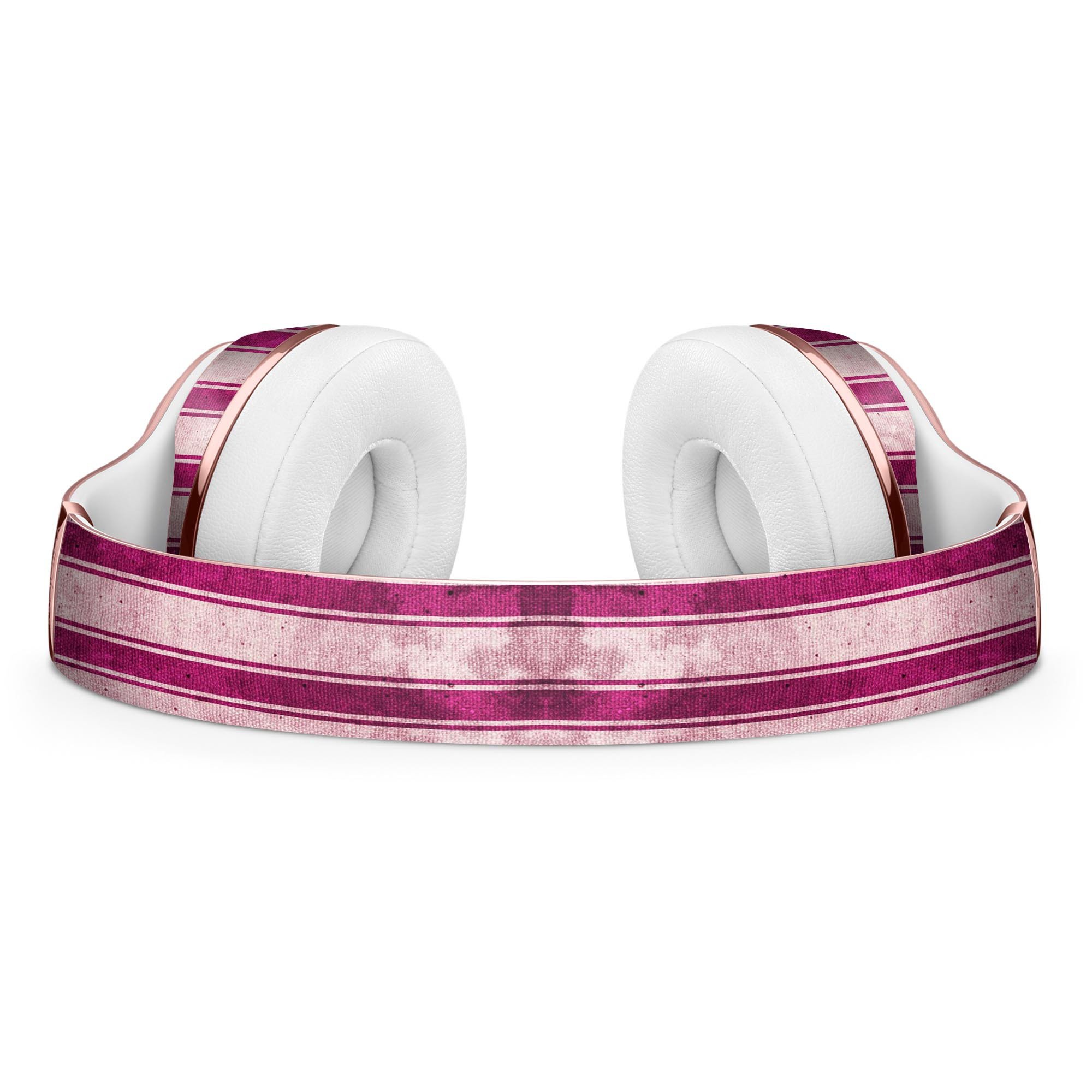 Grungy magenta and pink vertical stripes skin kit for Beats by Dre Solo 3 Wireless Headphones, showcasing vibrant colors and stylish design.