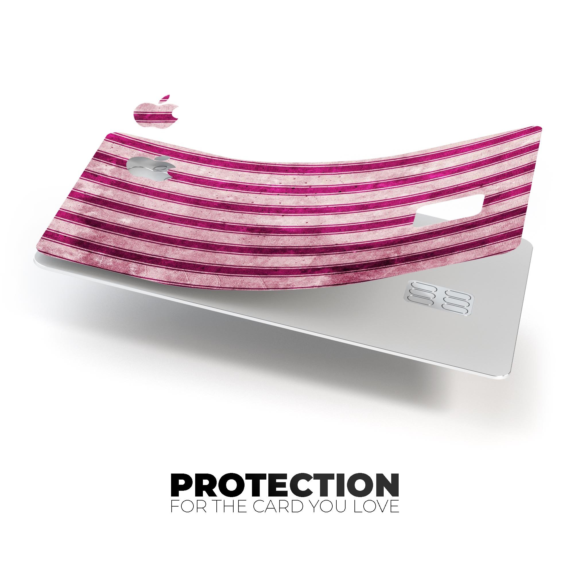 Grungy magenta and pink vertical stripes protective decal for Apple Card, showcasing vibrant colors and stylish design.