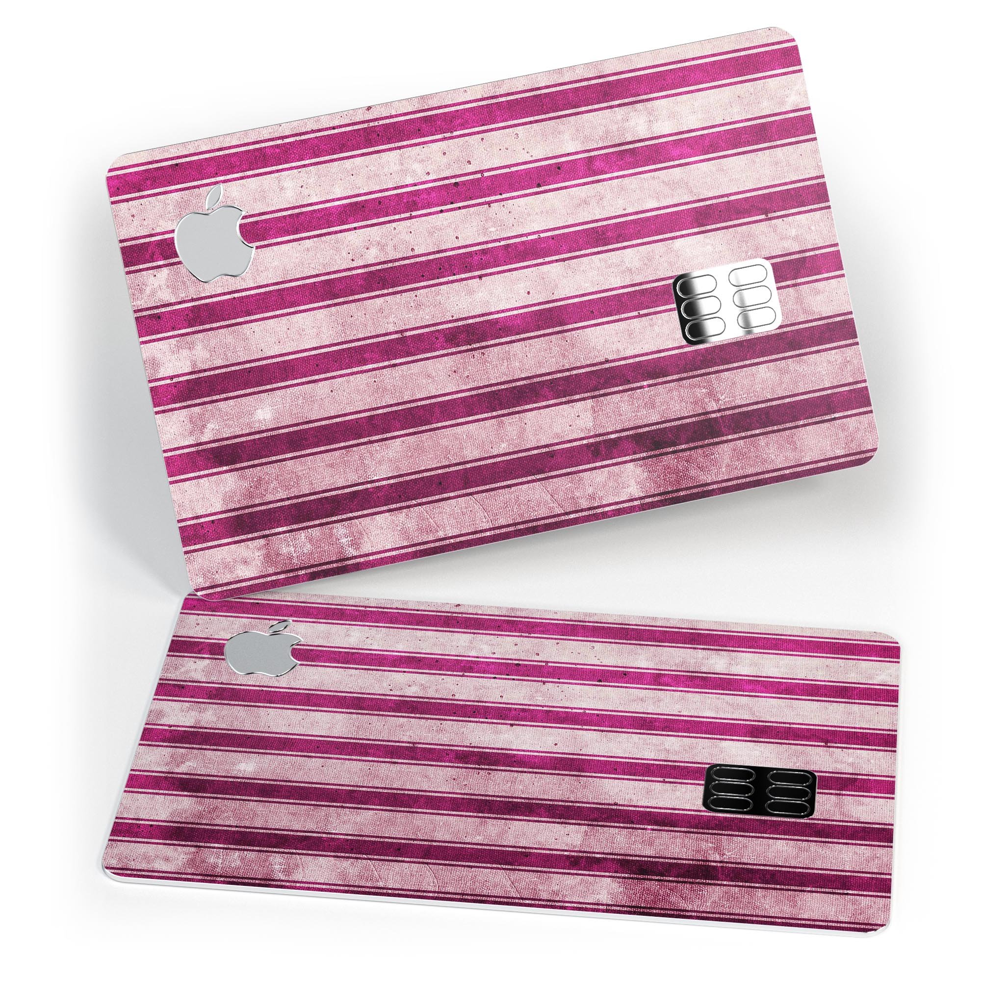 Grungy magenta and pink vertical stripes protective decal for Apple Card, showcasing vibrant colors and stylish design.