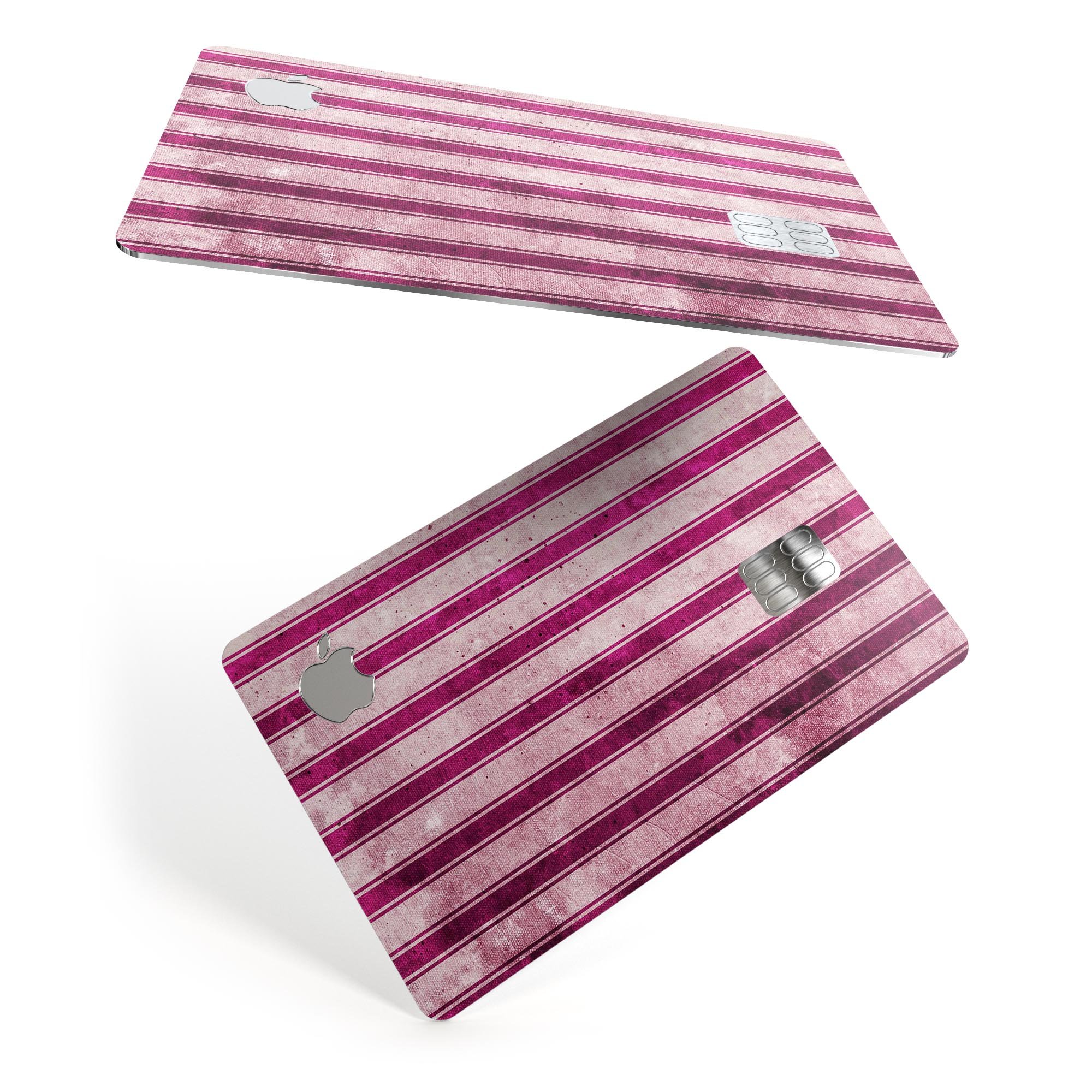 Grungy magenta and pink vertical stripes protective decal for Apple Card, showcasing vibrant colors and stylish design.