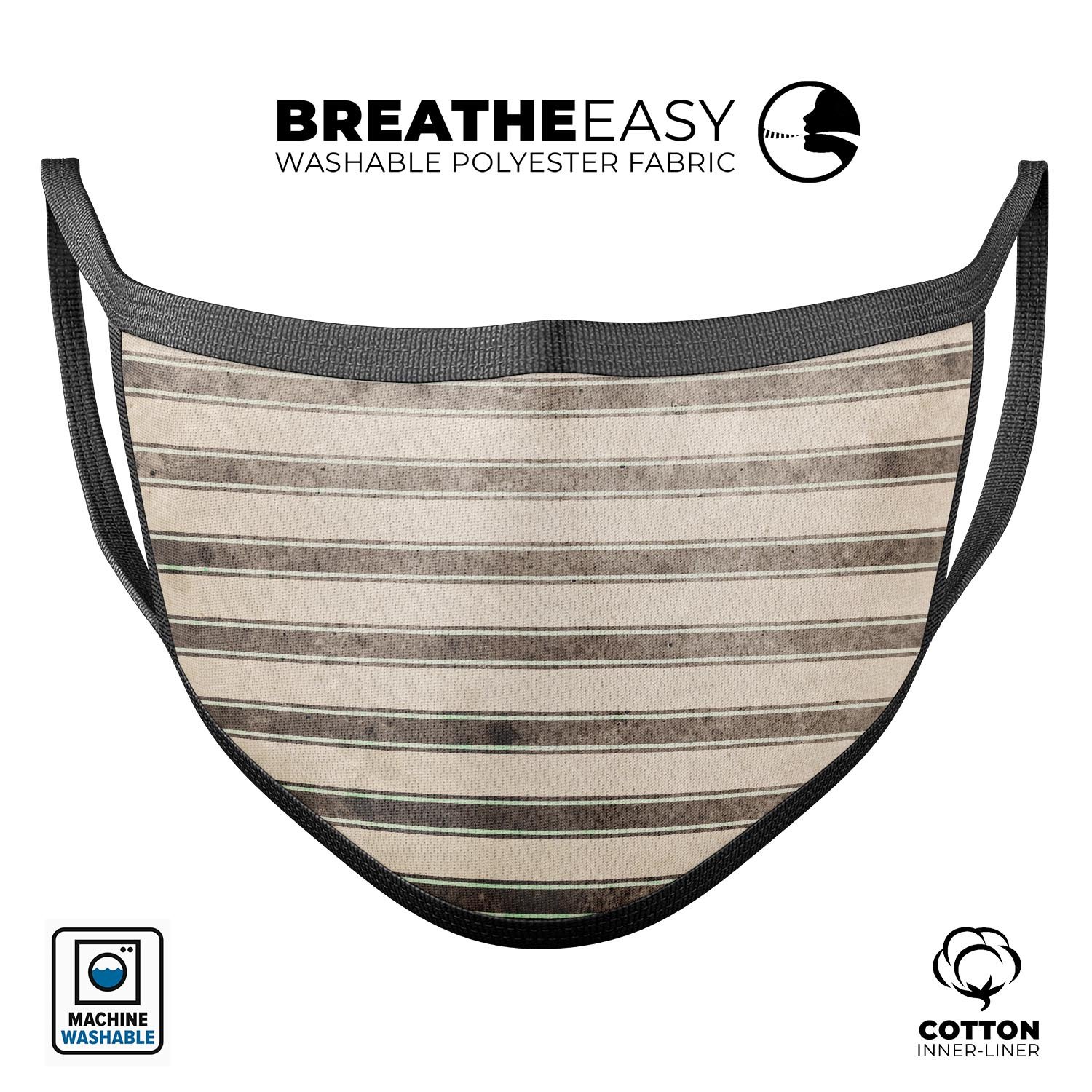 Grungy Motel Wallpaper mouth cover, showcasing a unique design with adjustable ear loops, made from cotton and memory foam for comfort.