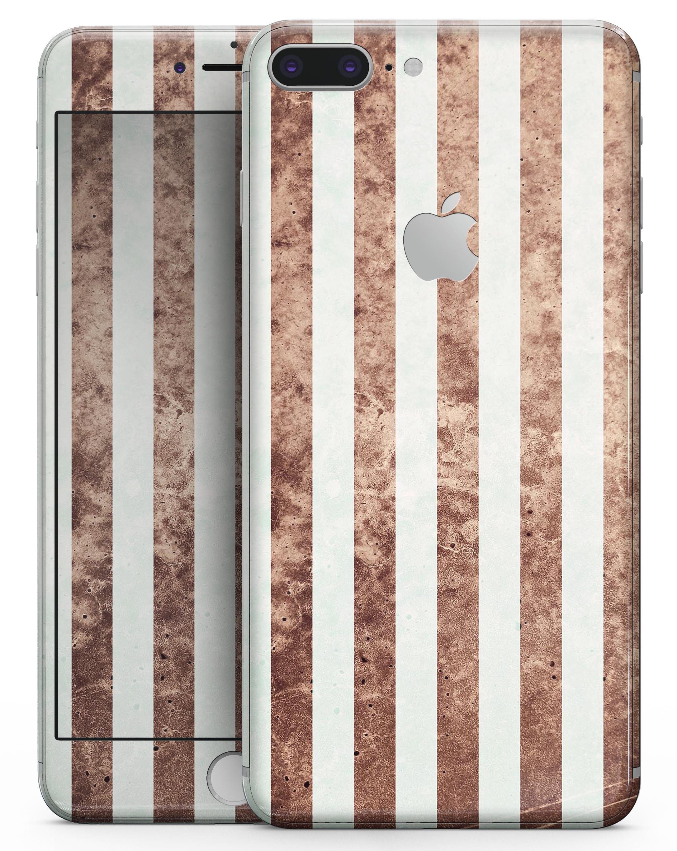Grungy Mud Puddle Vertical Stripes Skin-Kit for iPhone 8 and 8 Plus, showcasing a stylish design with vertical stripes.