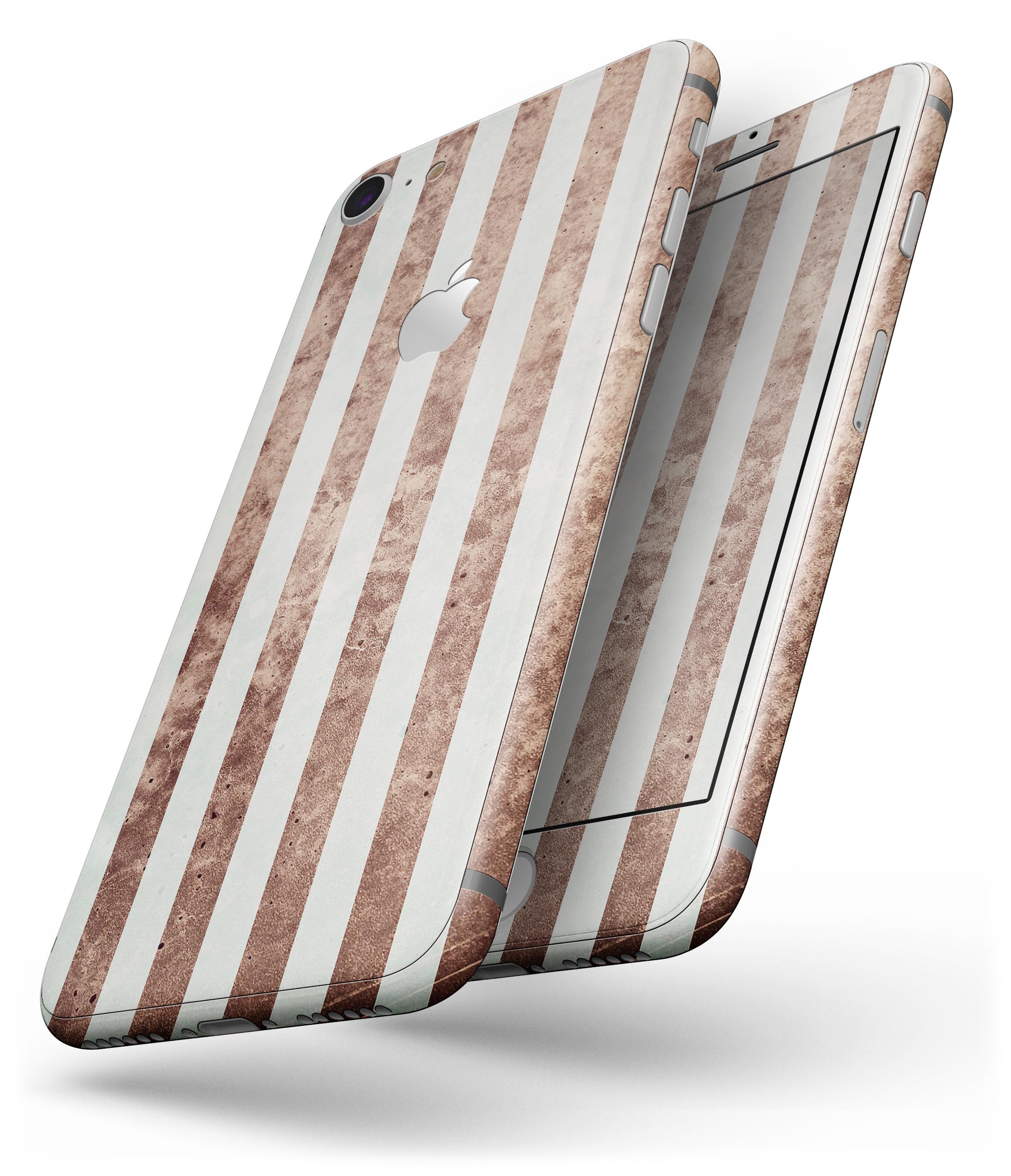 Grungy Mud Puddle Vertical Stripes Skin-Kit for iPhone 8 and 8 Plus, showcasing a stylish design with vertical stripes.
