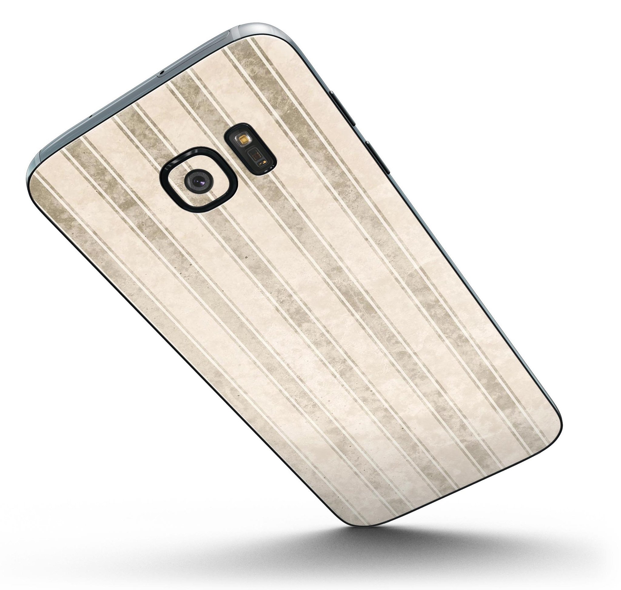Grungy Neutral Vertical Stripes skin kit for Samsung Galaxy S7/S7 Edge, showcasing a stylish design and premium vinyl material.