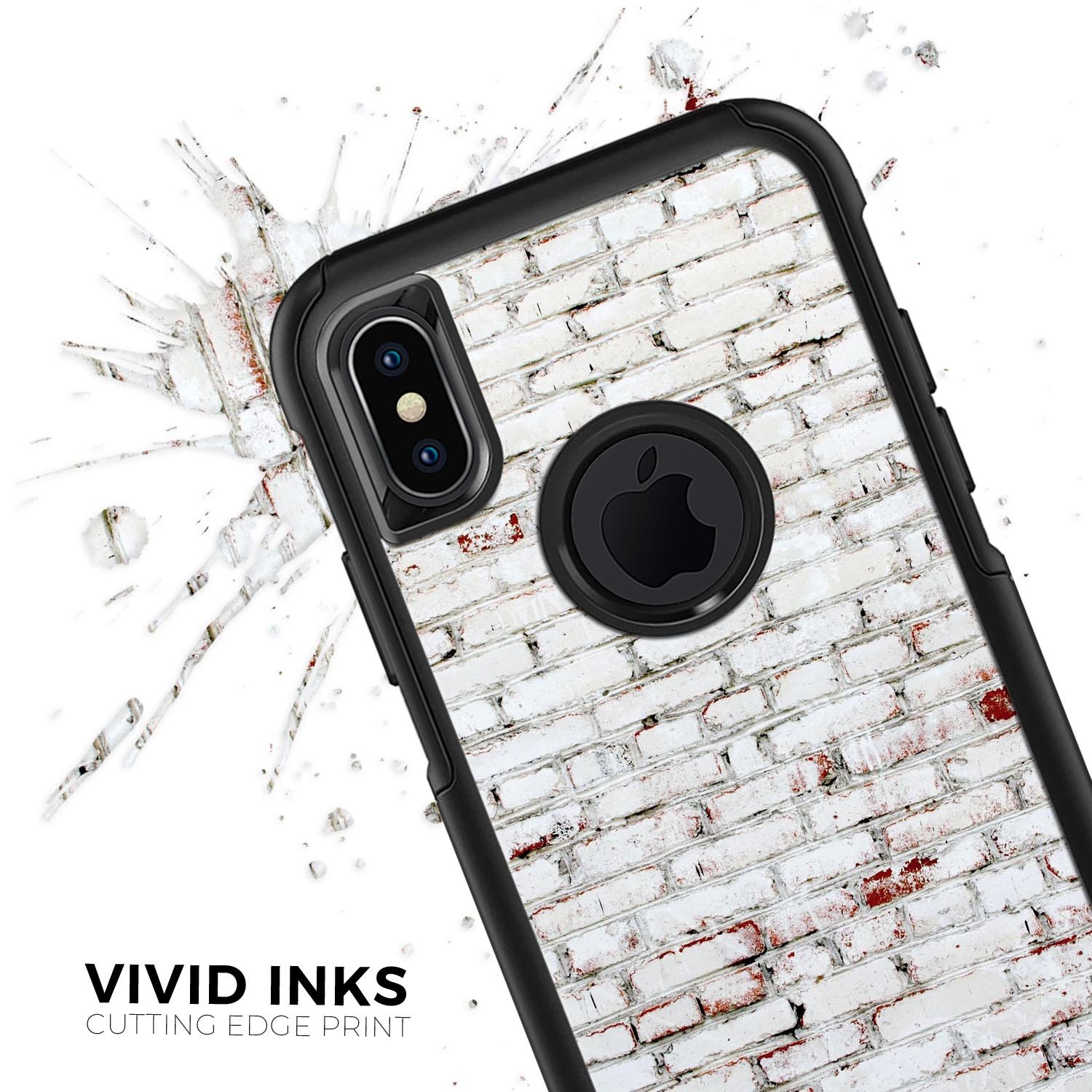 Grungy Red & White Brick Wall Skin Kit for iPhone OtterBox Cases, showcasing a stylish brick wall design.
