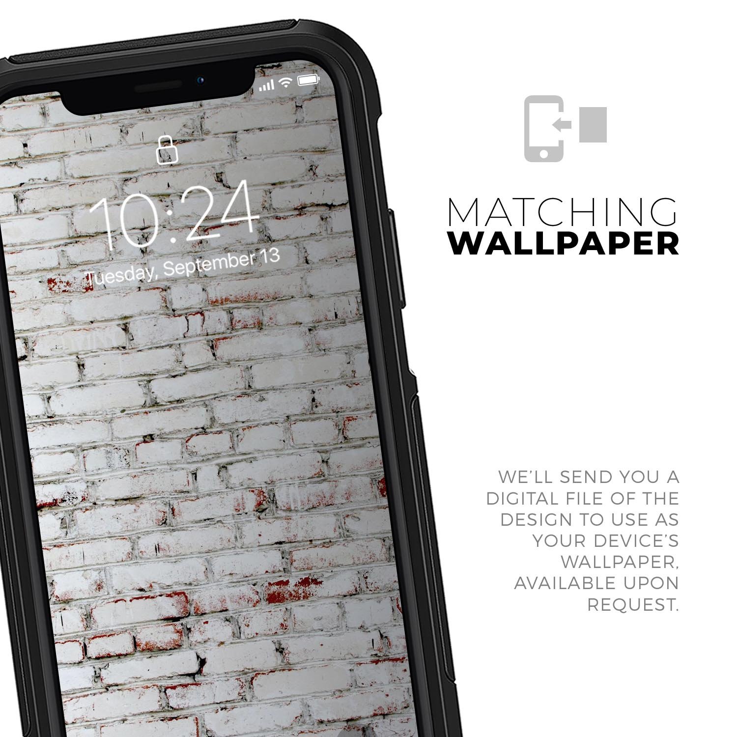 Grungy Red & White Brick Wall Skin Kit for iPhone OtterBox Cases, showcasing a stylish brick wall design.