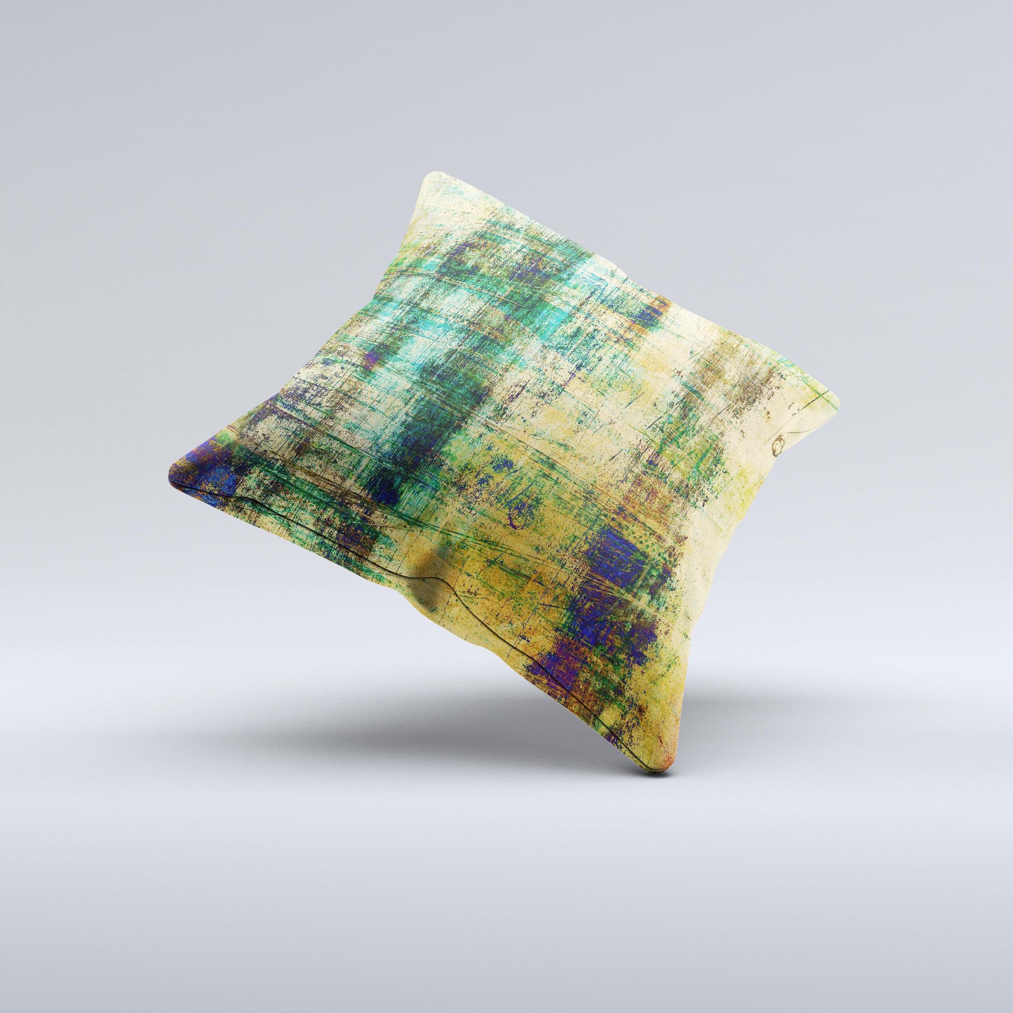 Grungy Scratched Surface V3 Ink-Fuzed Decorative Throw Pillow showcasing a unique design with a textured, scratched surface pattern.