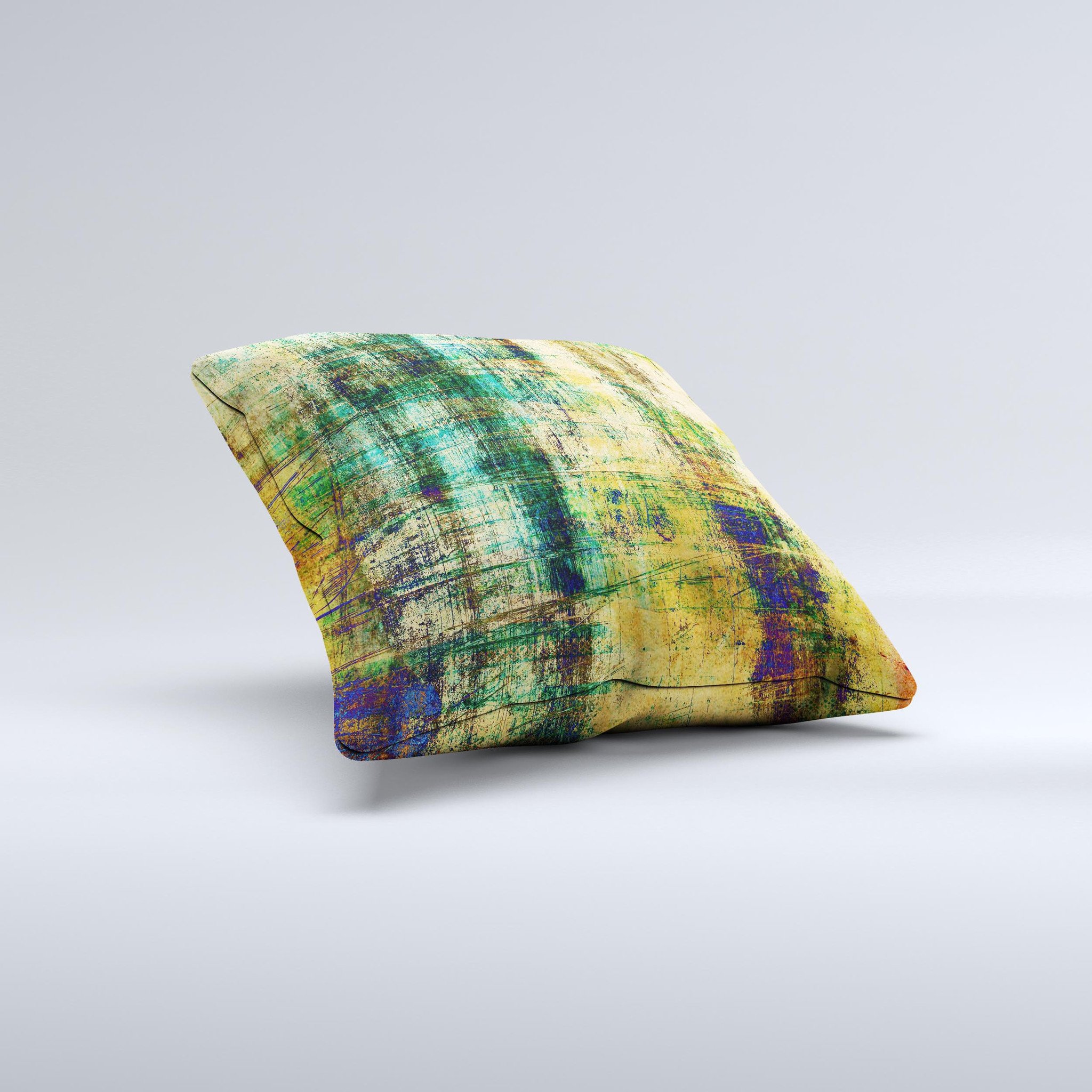 Grungy Scratched Surface V3 Ink-Fuzed Decorative Throw Pillow showcasing a unique design with a textured, scratched surface pattern.