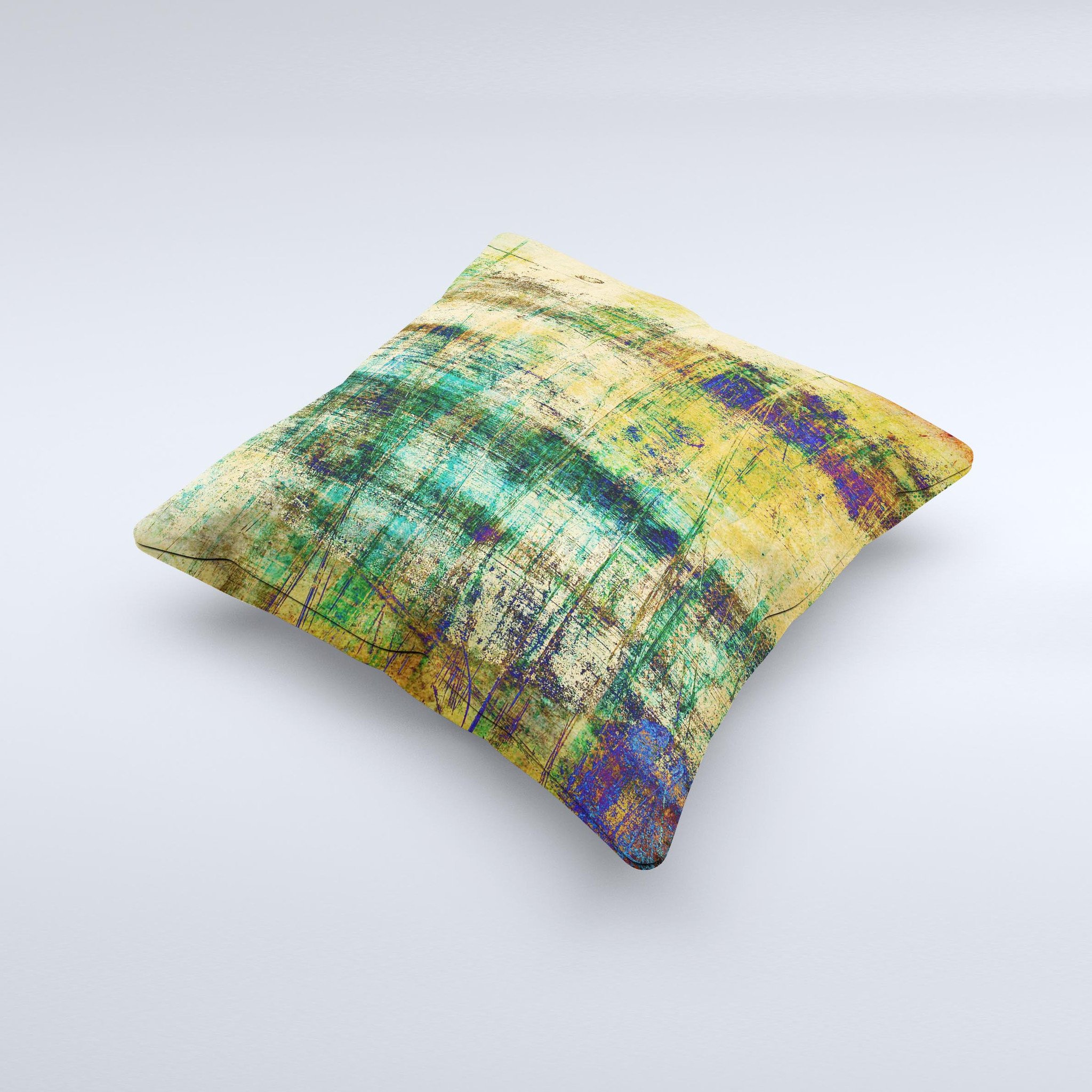 Grungy Scratched Surface V3 Ink-Fuzed Decorative Throw Pillow showcasing a unique design with a textured, scratched surface pattern.