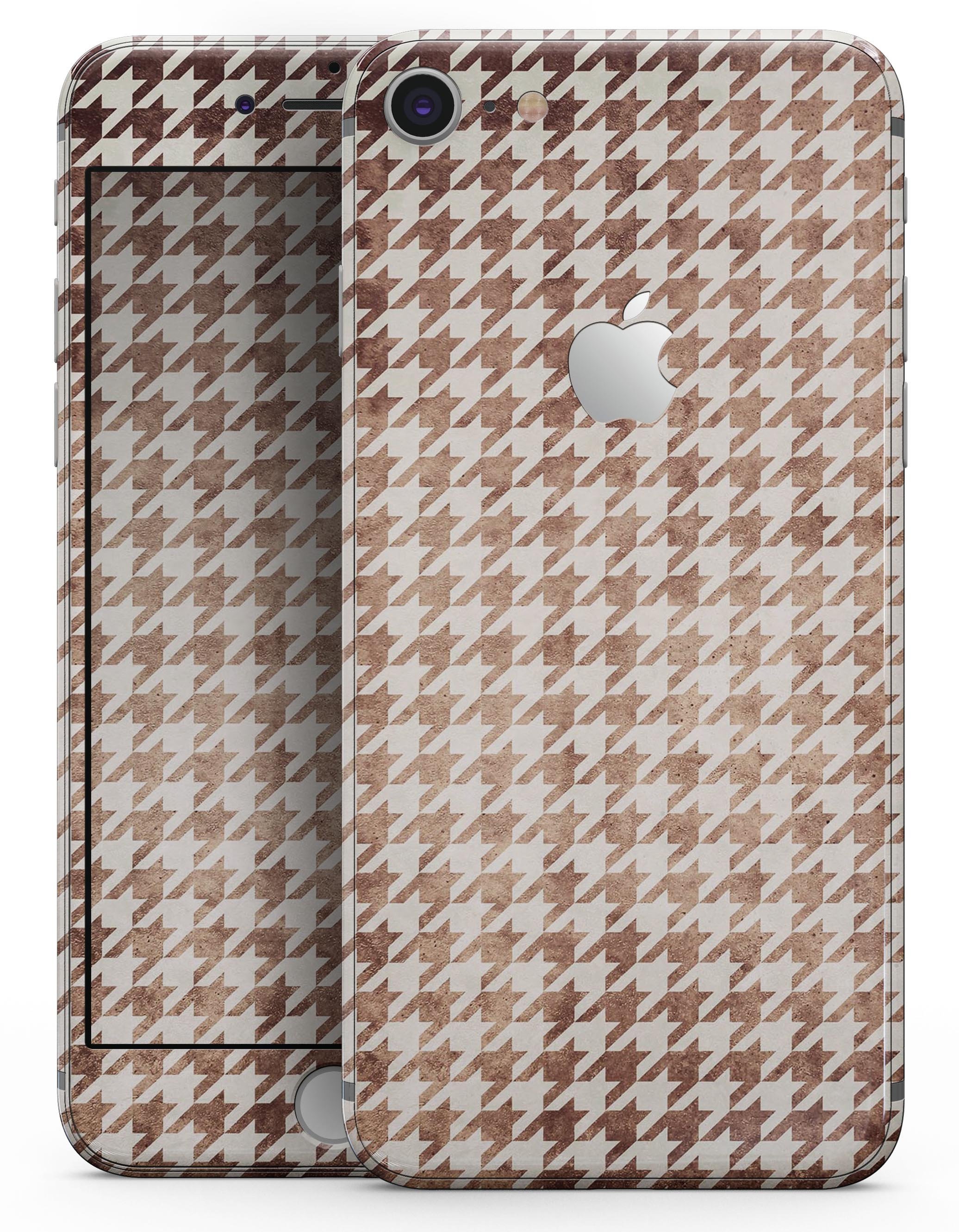Grungy Tangerine Houndstooth Pattern skin for iPhone 8 and 8 Plus, showcasing vibrant colors and stylish design.