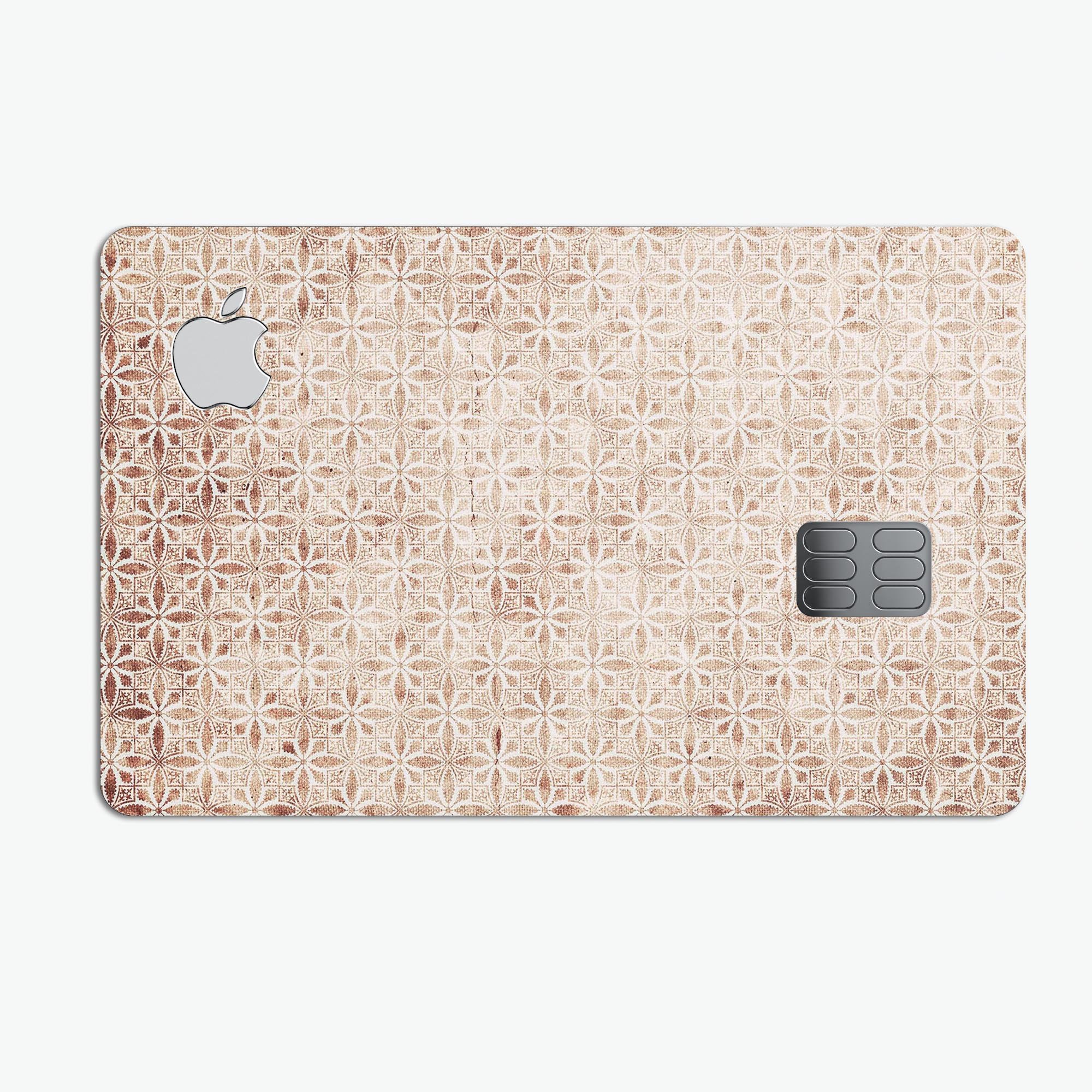 Grungy Tangerine Tile Pattern skin applied to an Apple Card, showcasing vibrant colors and a stylish design.