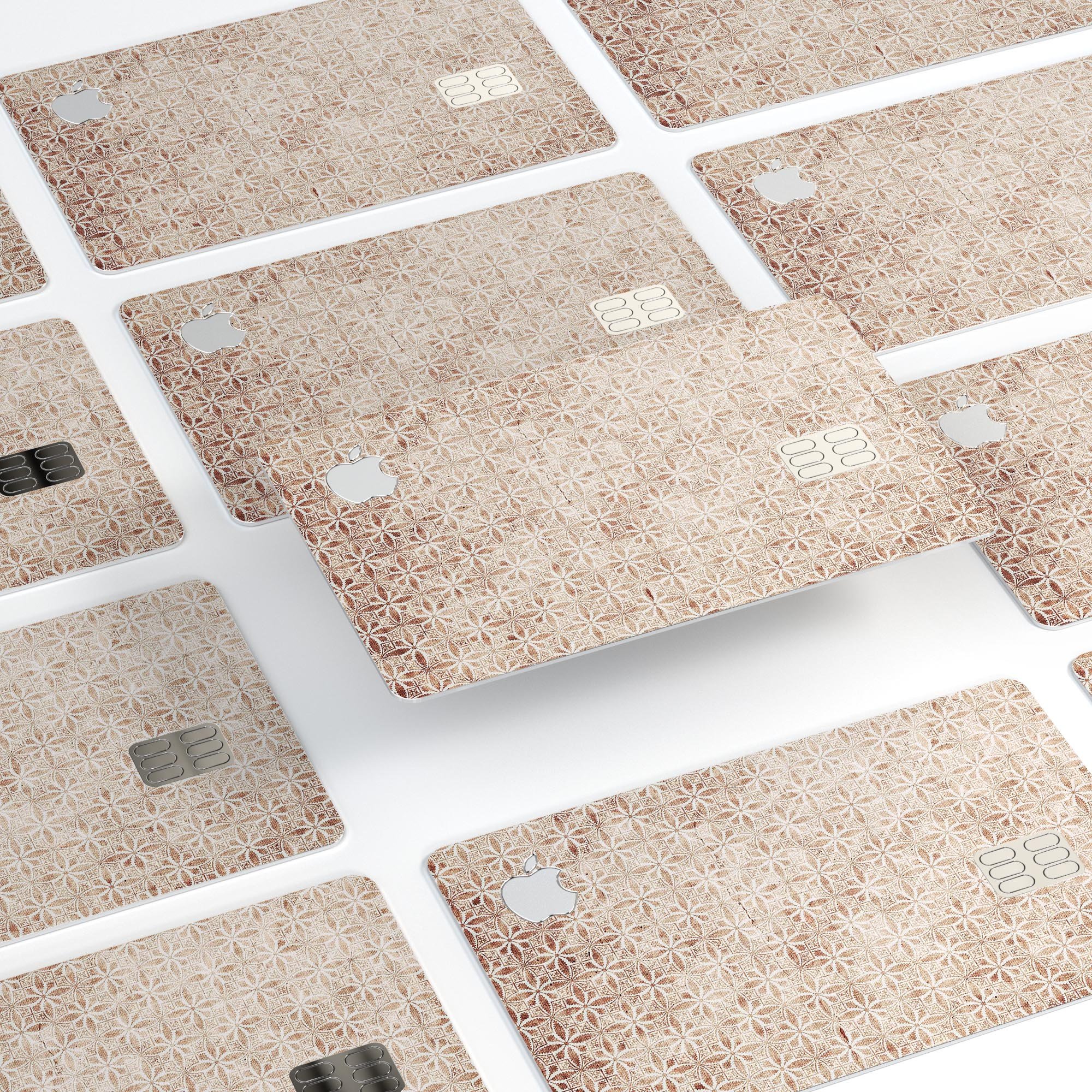 Grungy Tangerine Tile Pattern skin applied to an Apple Card, showcasing vibrant colors and a stylish design.