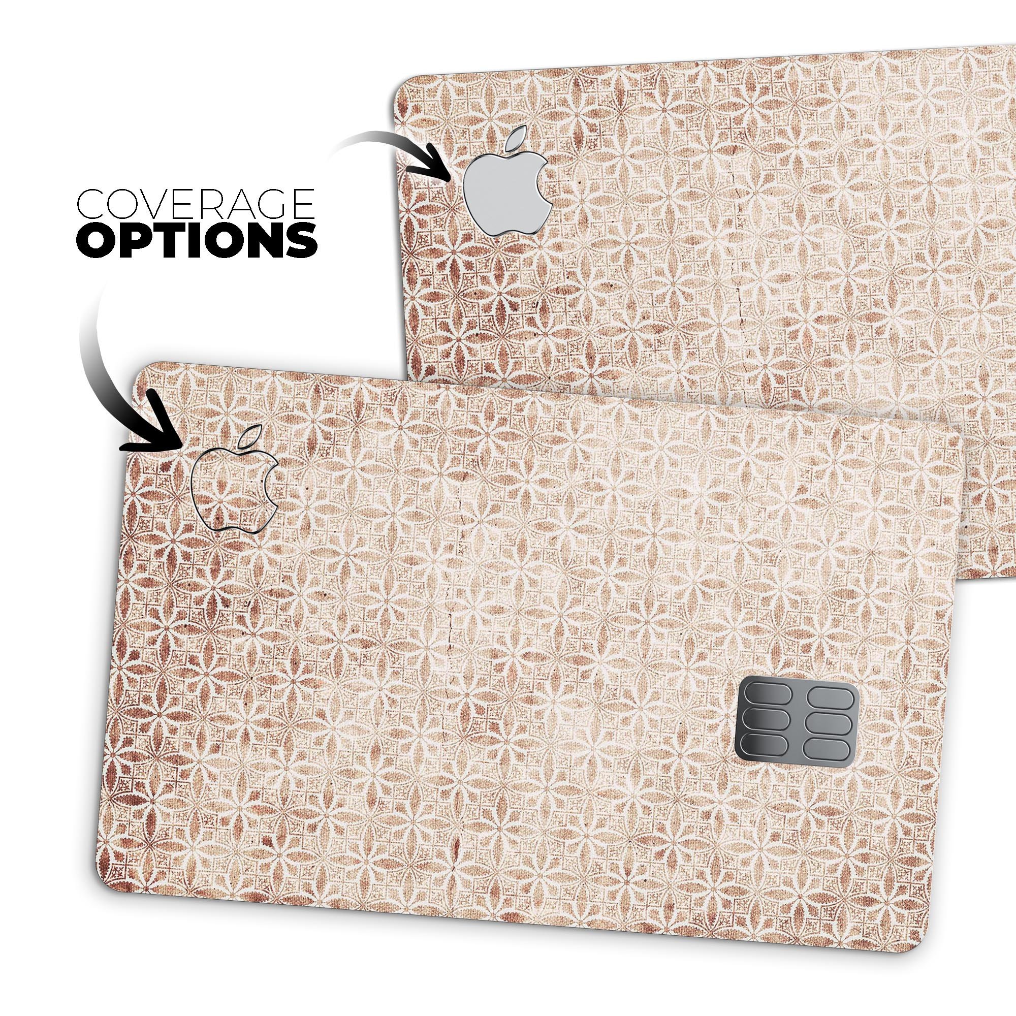 Grungy Tangerine Tile Pattern skin applied to an Apple Card, showcasing vibrant colors and a stylish design.