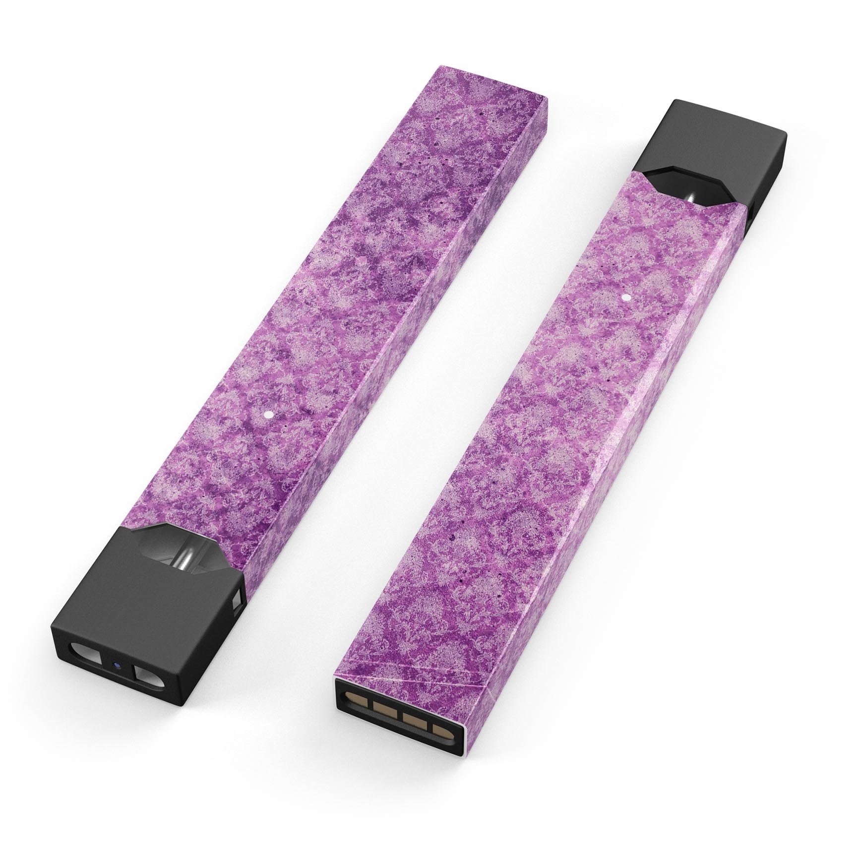 Grungy Violet Damask Pattern skin-wrap for JUUL device, showcasing vibrant colors and intricate design.