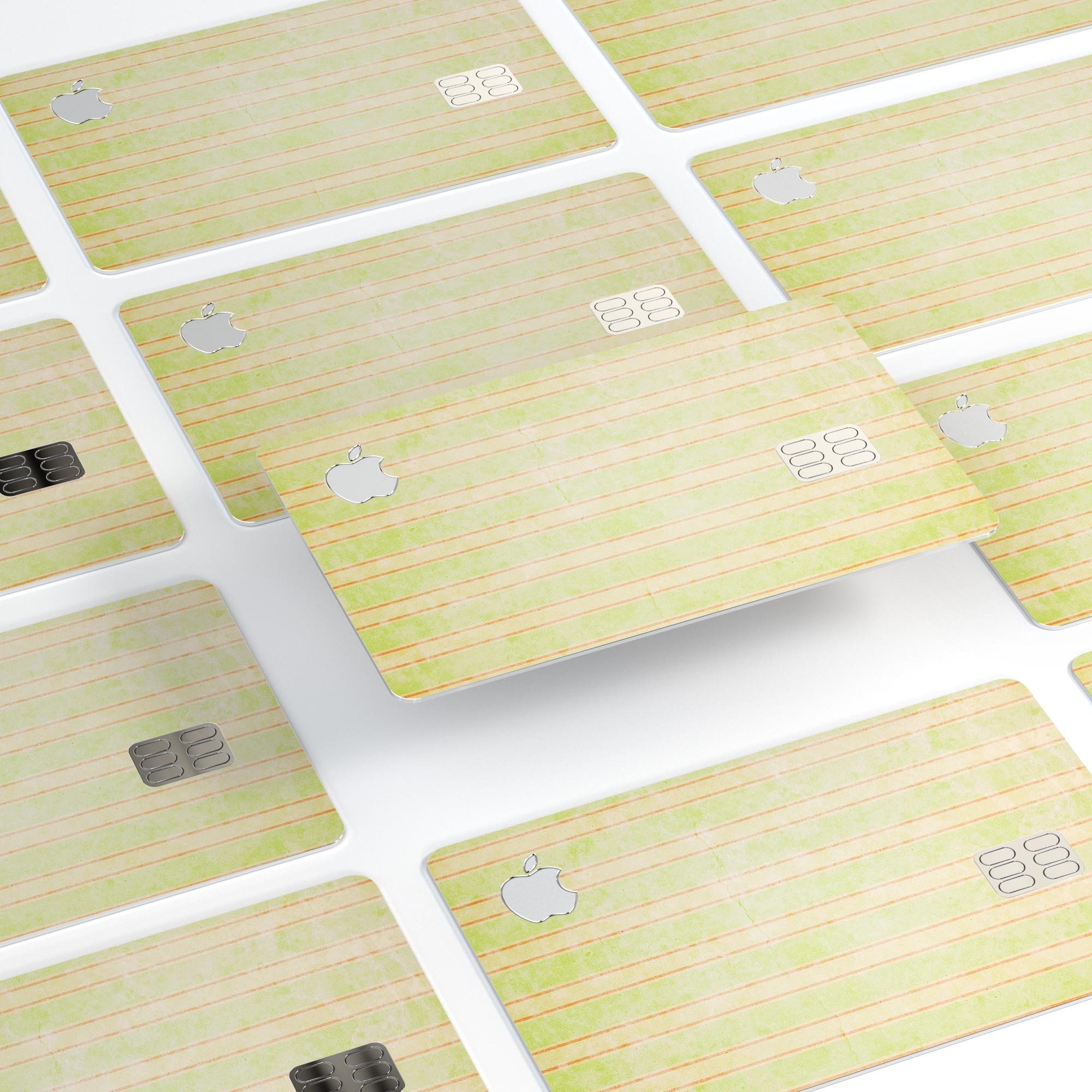 Grungy yellow faded vertical stripes protective decal for Apple Card, showcasing its unique design and premium quality.