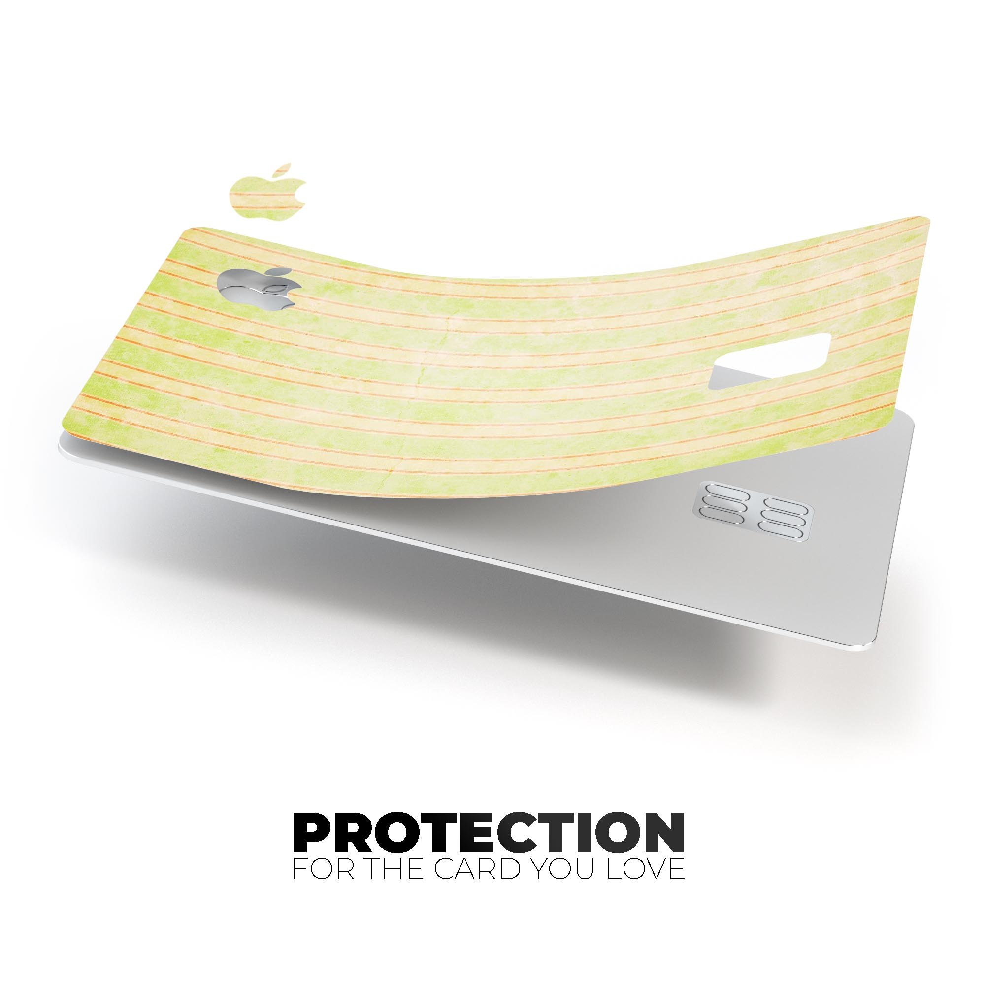Grungy yellow faded vertical stripes protective decal for Apple Card, showcasing its unique design and premium quality.