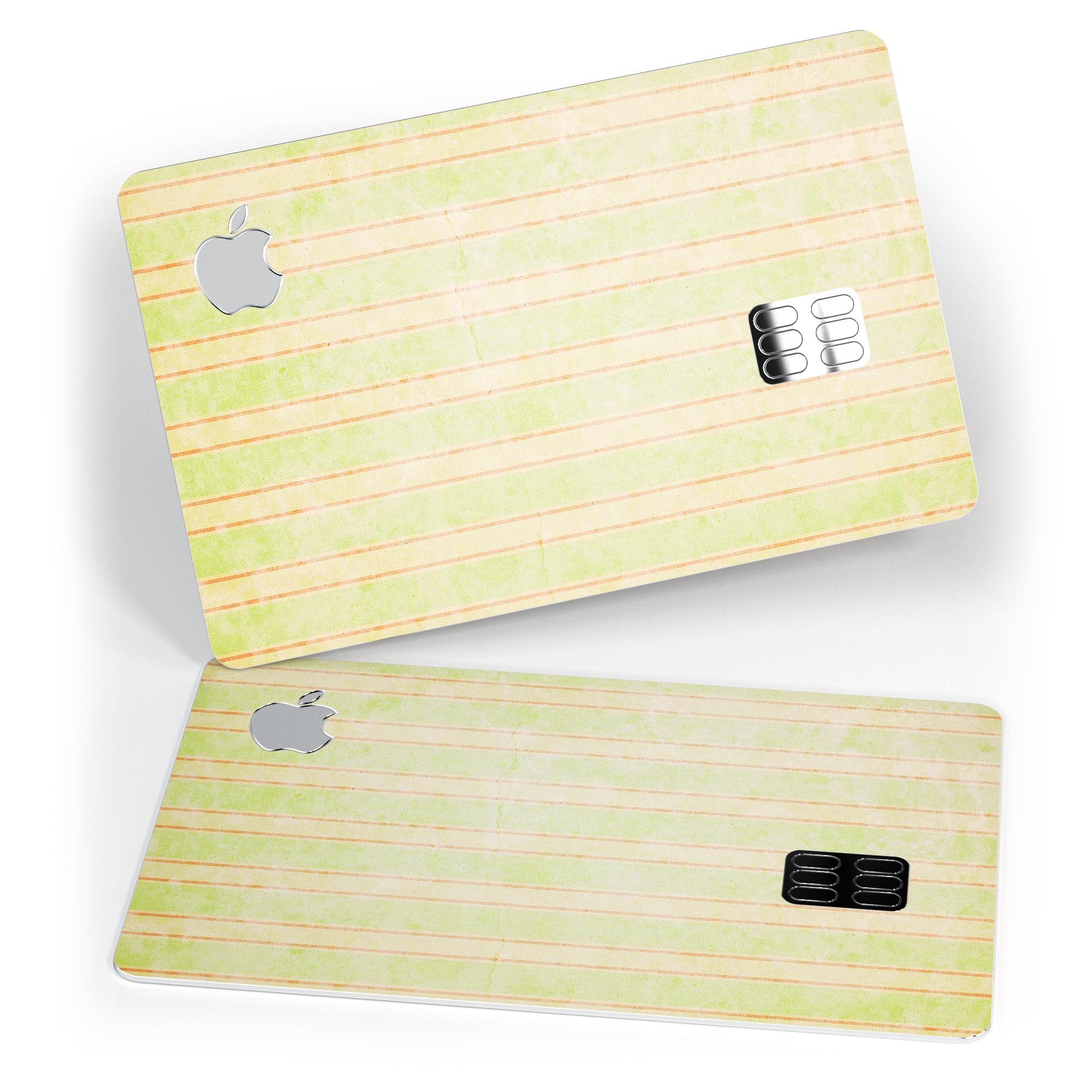 Grungy yellow faded vertical stripes protective decal for Apple Card, showcasing its unique design and premium quality.
