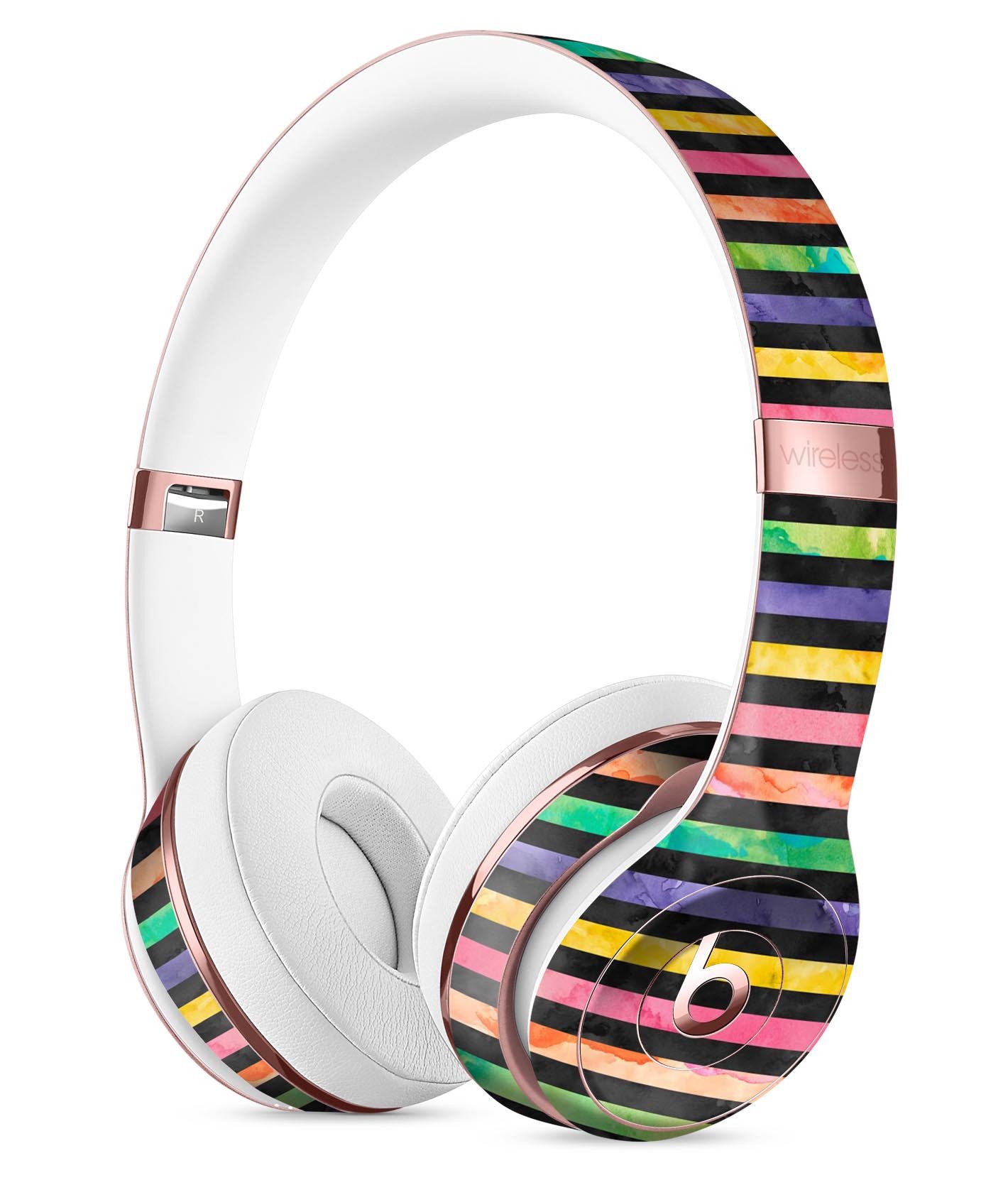 Halloween Color Stripes Full-Body Skin Kit for Beats by Dre Solo 3, showcasing vibrant colors and a sleek design.
