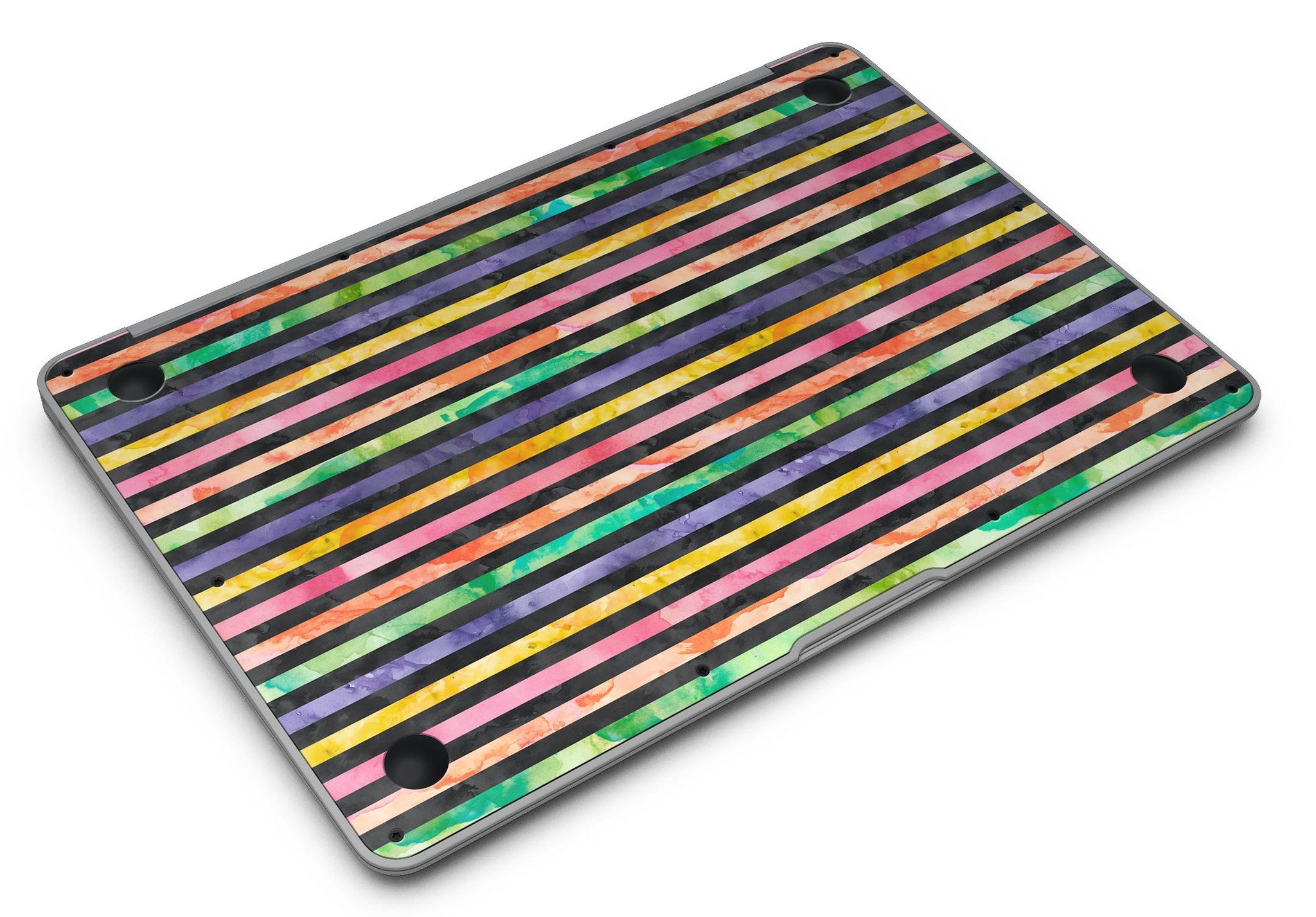 Halloween Color Stripes MacBook Air Skin Kit showcasing vibrant colors and patterns designed for style and protection.