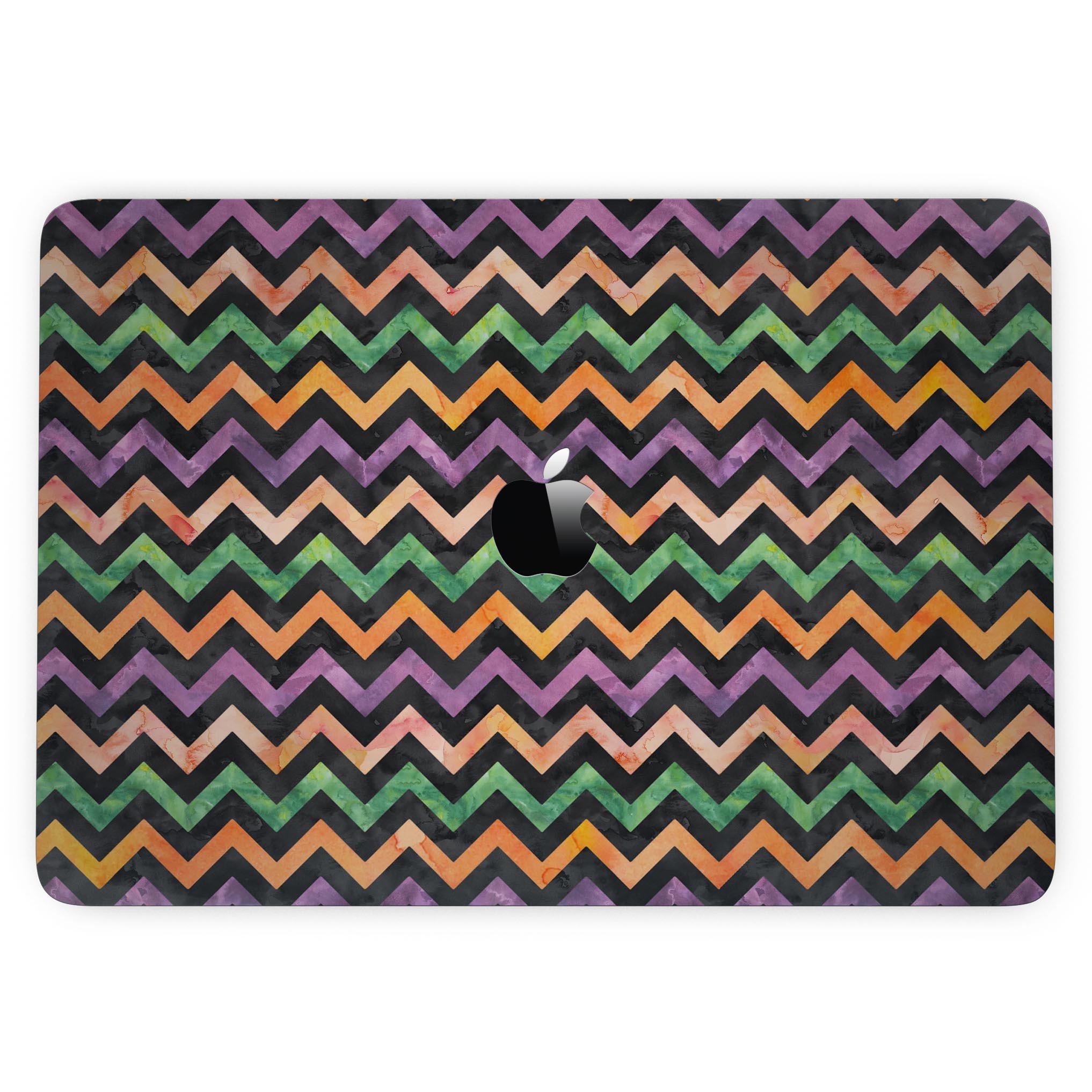 Halloween Watercolor Chevron Pattern skin for MacBook Pro with Touch Bar, showcasing vibrant colors and stylish design.
