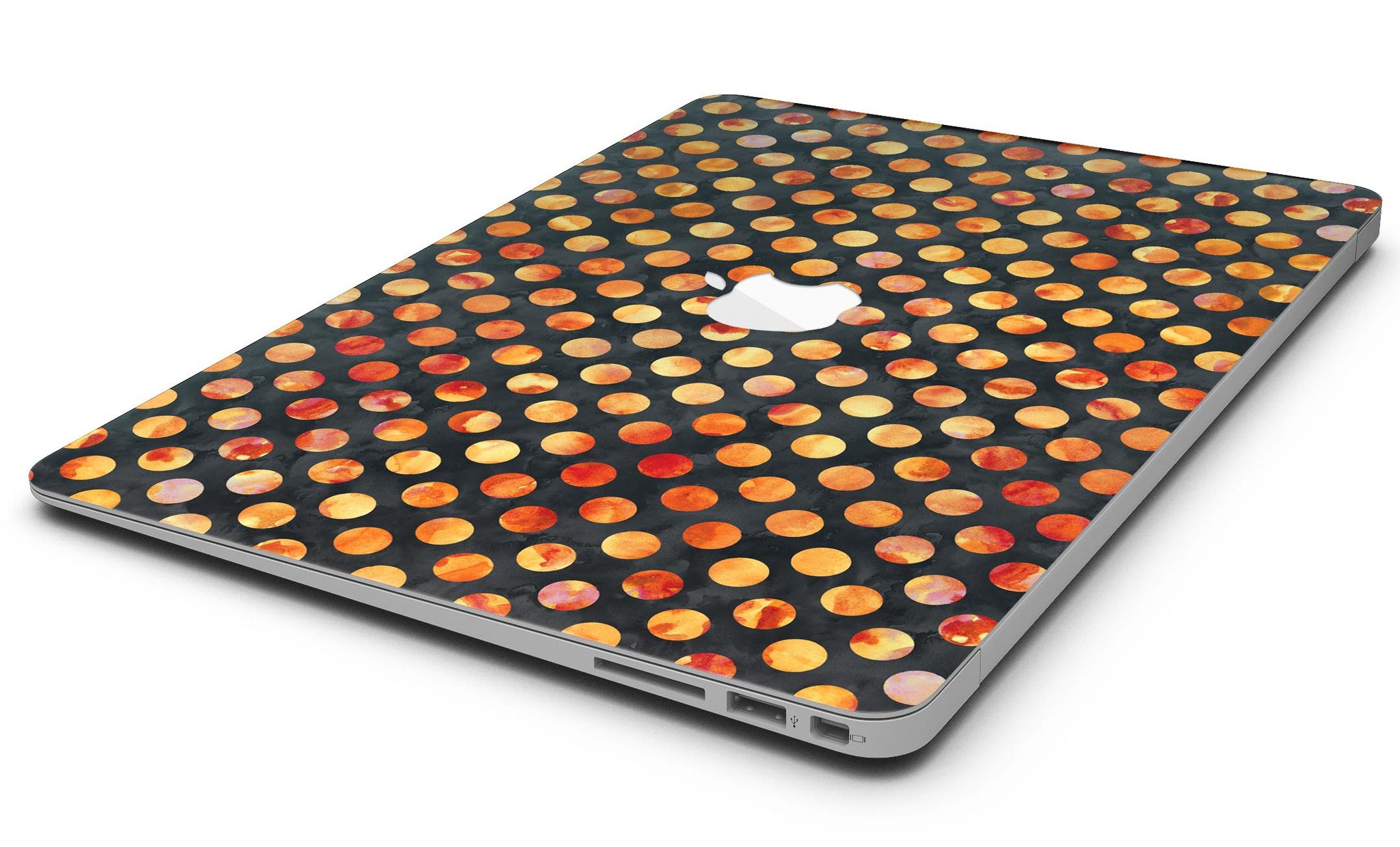 Halloween Watercolor Dots skin for MacBook Air, showcasing vibrant colors and unique patterns for stylish protection.