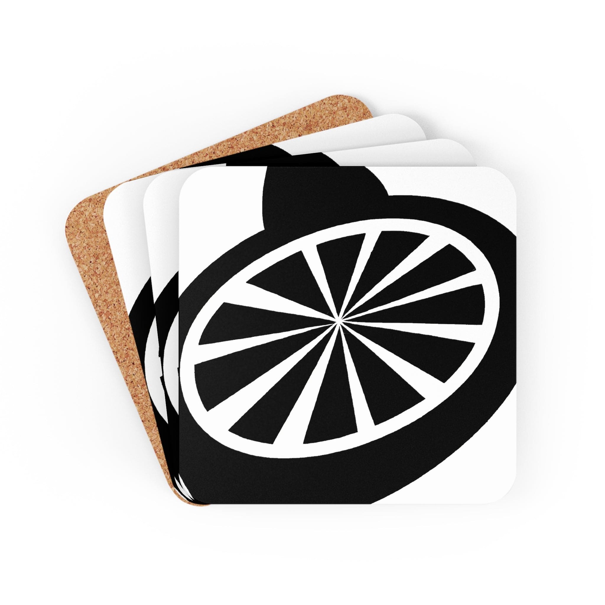 Handcrafted Square Coaster Set of 4 featuring a black and white geometric design, ideal for protecting surfaces from drink stains.