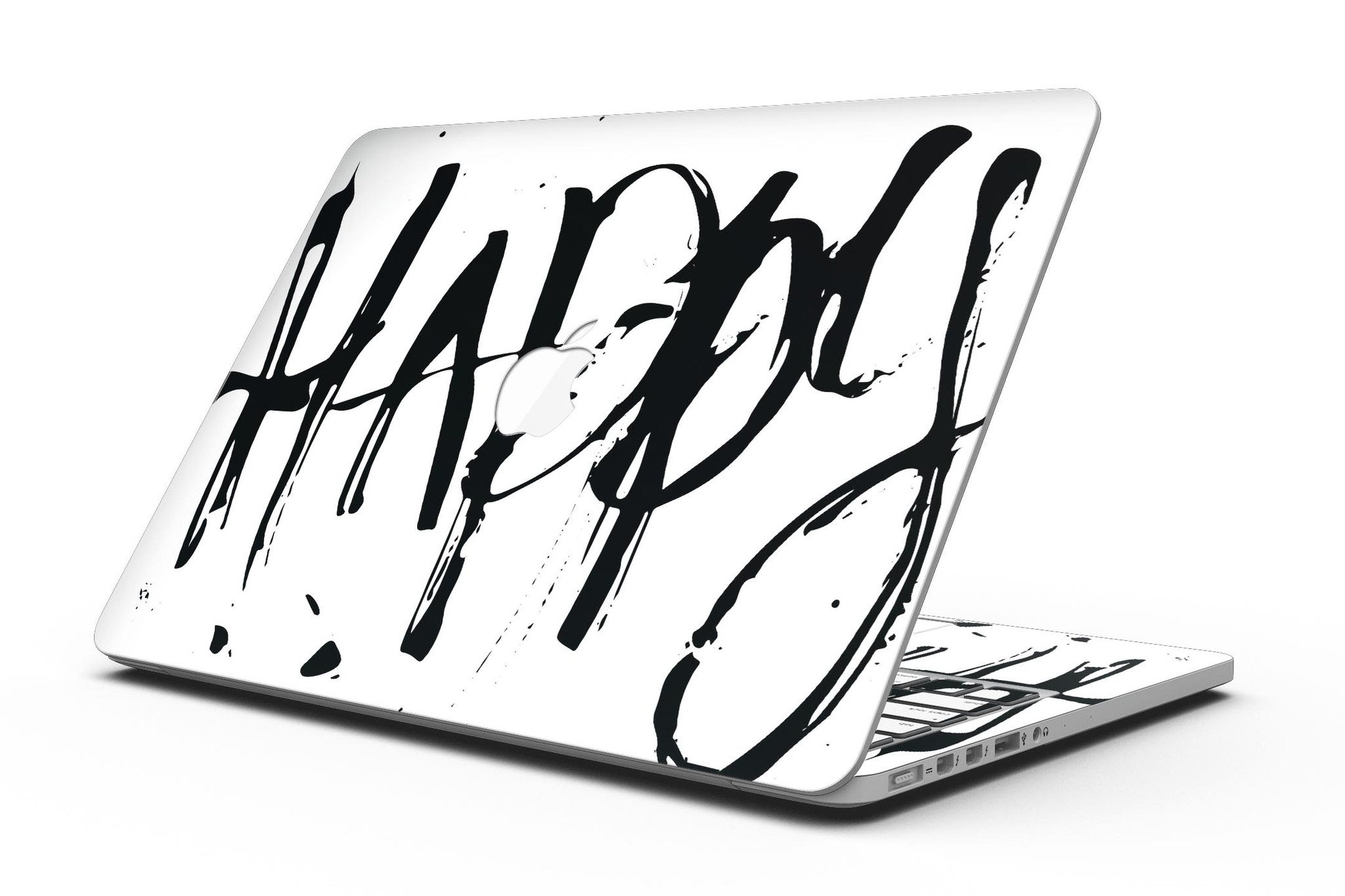 Happy Splatter skin for MacBook Pro with Retina Display, showcasing vibrant colors and unique design.