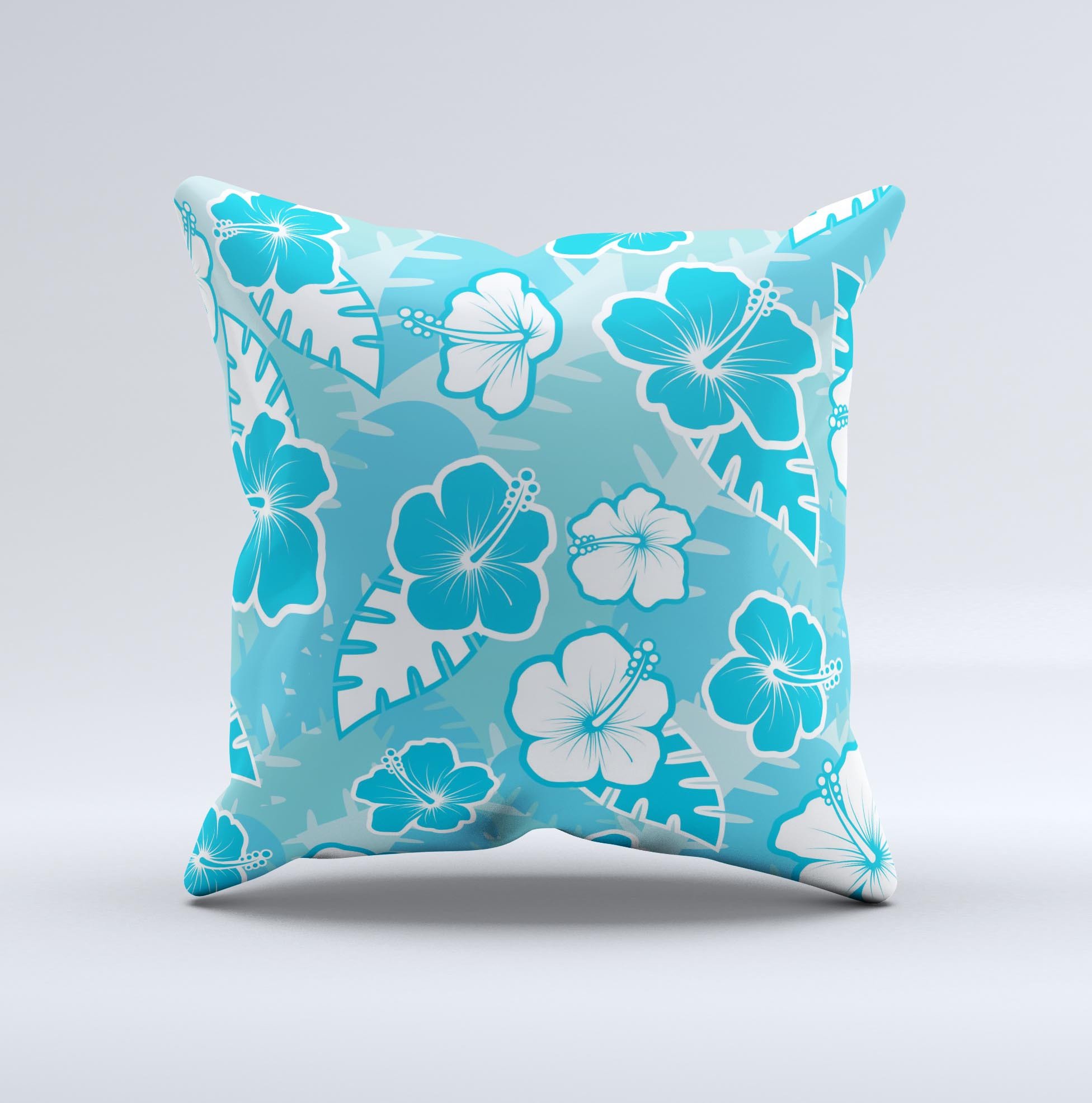 Hawaiian Floral Pattern V4 ink-Fuzed Decorative Throw Pillow showcasing vibrant floral design on a soft fabric.