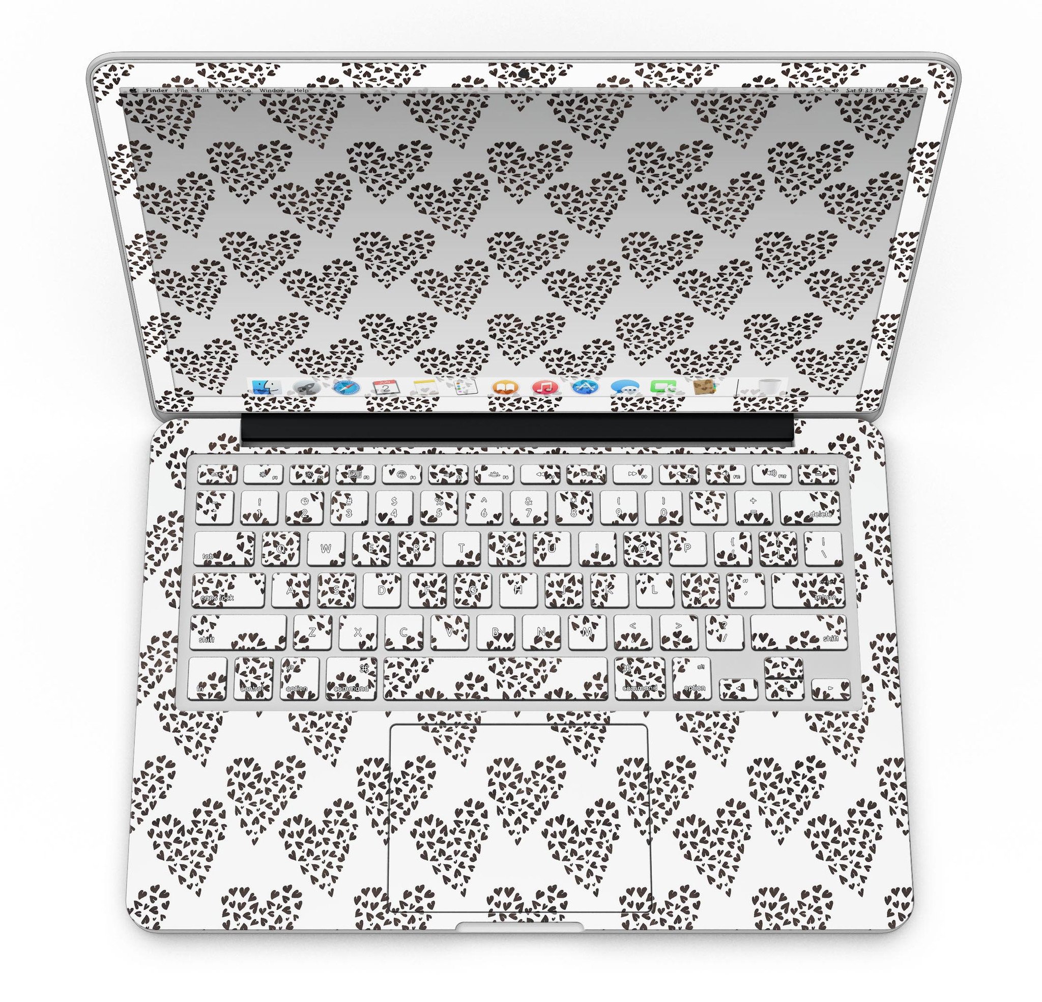 Stylish Hearts within Hearts design skin for MacBook Pro with Retina Display, showcasing vibrant colors and patterns.