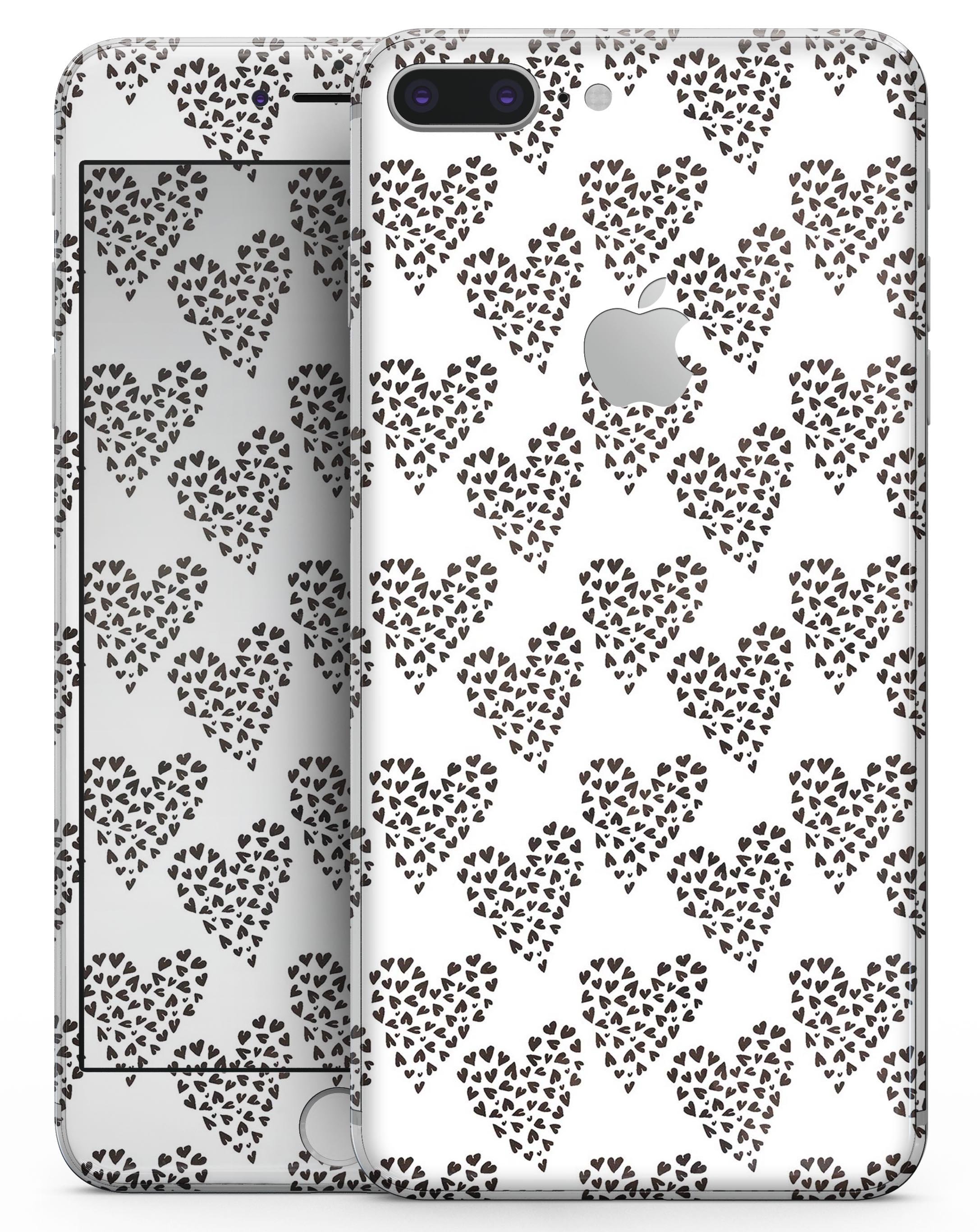 Hearts within Hearts skin-kit for iPhone 8 and 8 Plus, showcasing vibrant heart designs on a sleek vinyl surface.