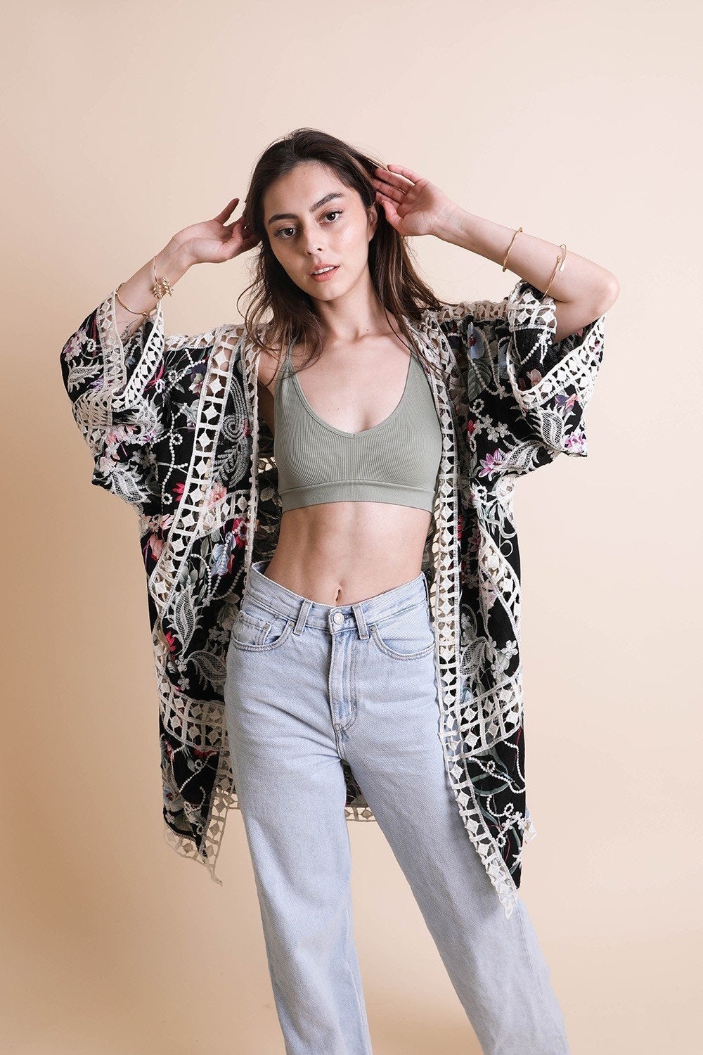 Heirloom Embroidered Kimono featuring intricate designs and soft fabric, perfect for summer wear.