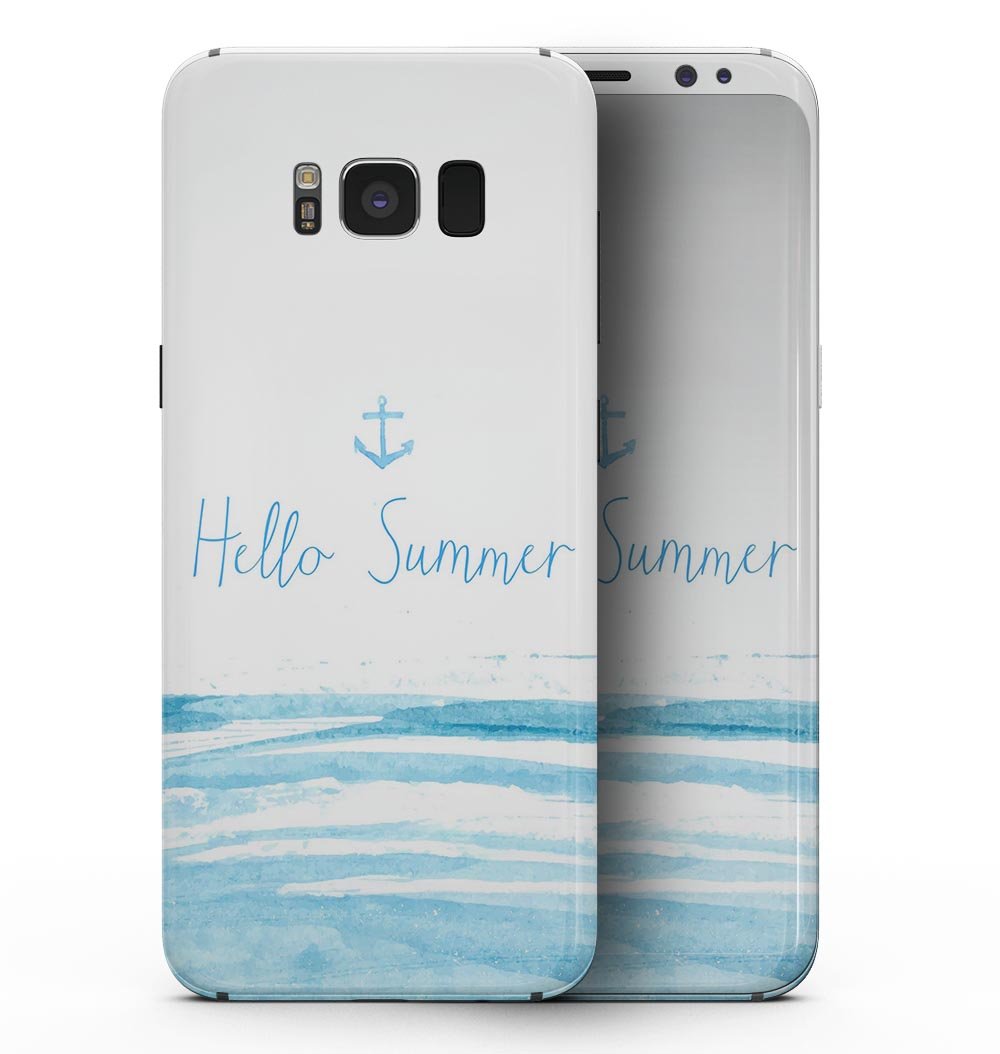 Hello Summer Anchor Watercolor Blue V1 skin for Samsung Galaxy S8, featuring a vibrant anchor design on premium vinyl.
