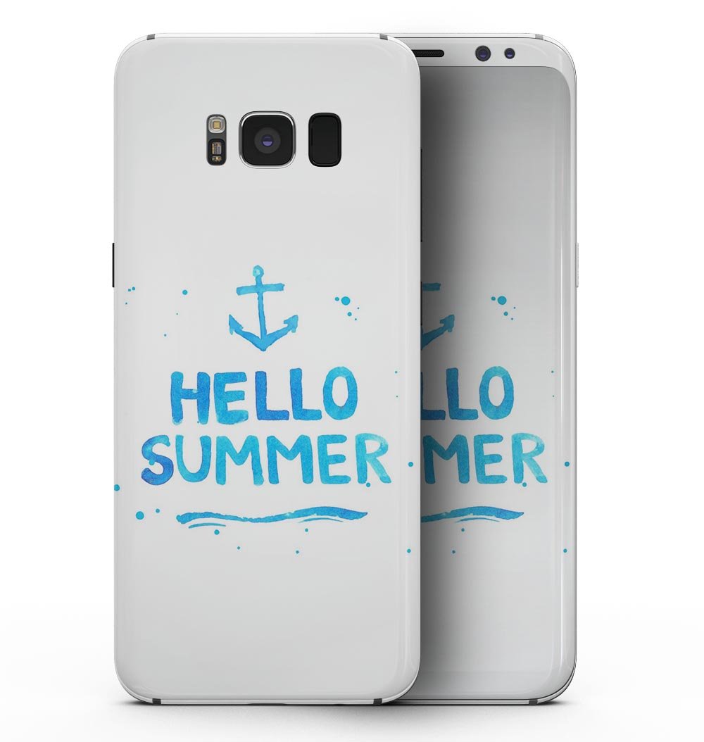 Hello Summer Blue Watercolor Anchor V1 skin for Samsung Galaxy S8, featuring a vibrant blue watercolor design with an anchor motif.