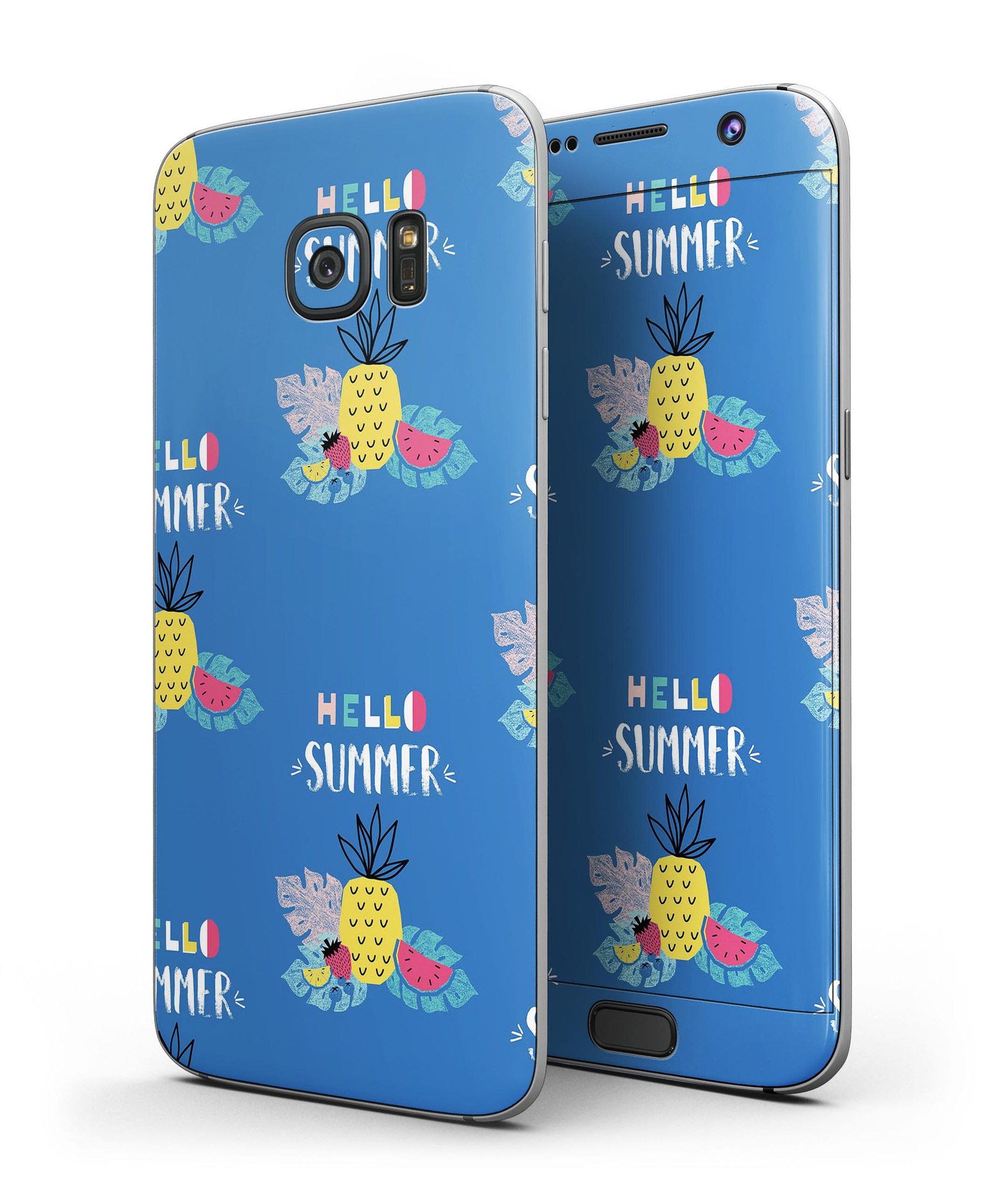 Hello Summer Love v1 Full Body Skin-Kit for Samsung Galaxy S7, showcasing vibrant design and premium vinyl material.
