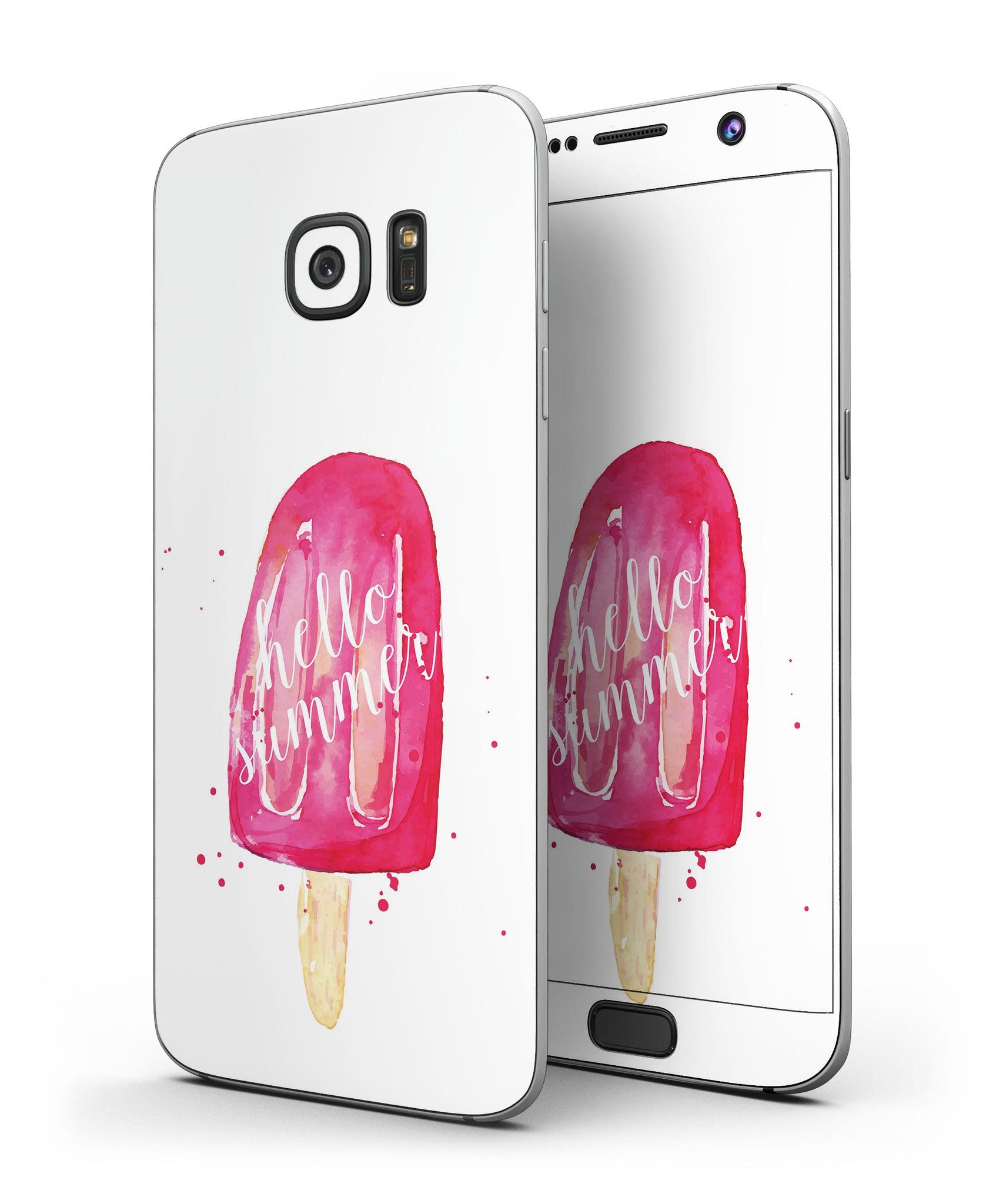 Hello Summer Popcicle Full Body Skin-Kit for Samsung Galaxy S7, showcasing vibrant colors and sleek design.